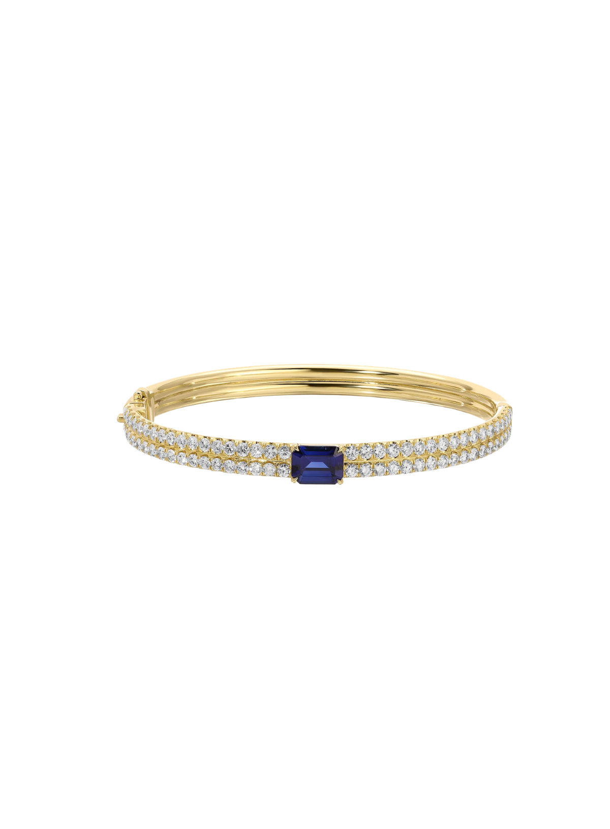 Gia Diamond Bracelet with Emerald-Cut Blue Sapphire Centre