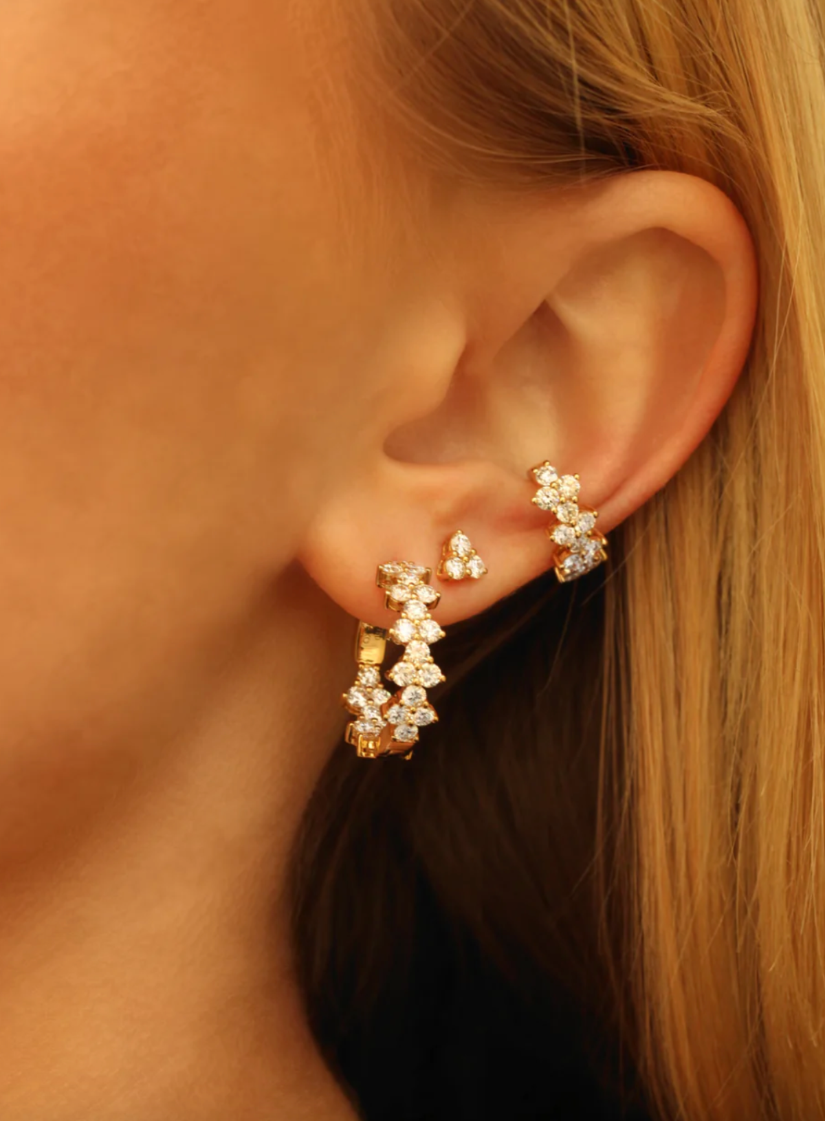 Triangle Diamond Eternity Hoops