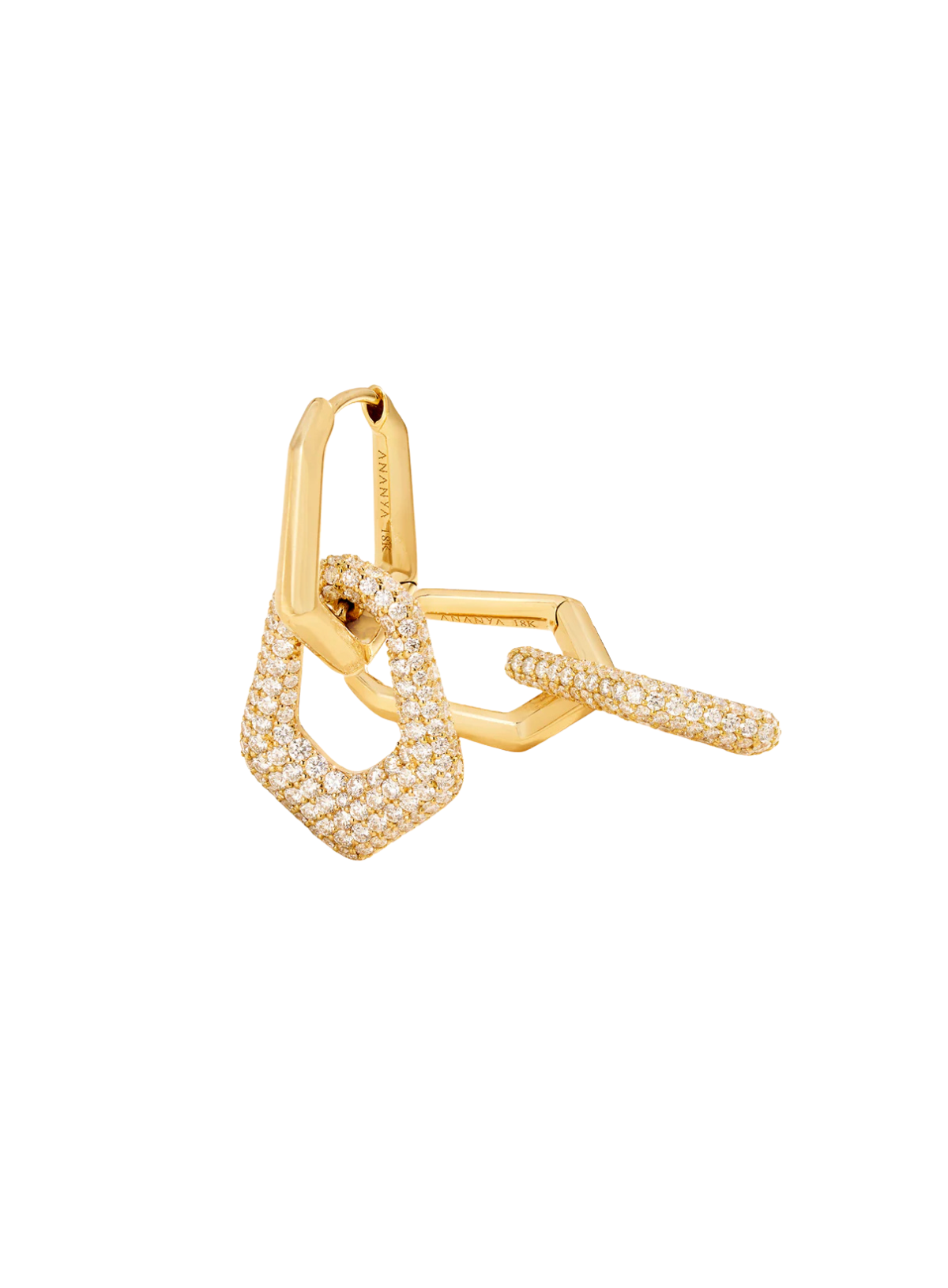 Yellow Gold Pave Diamond Carved Earring