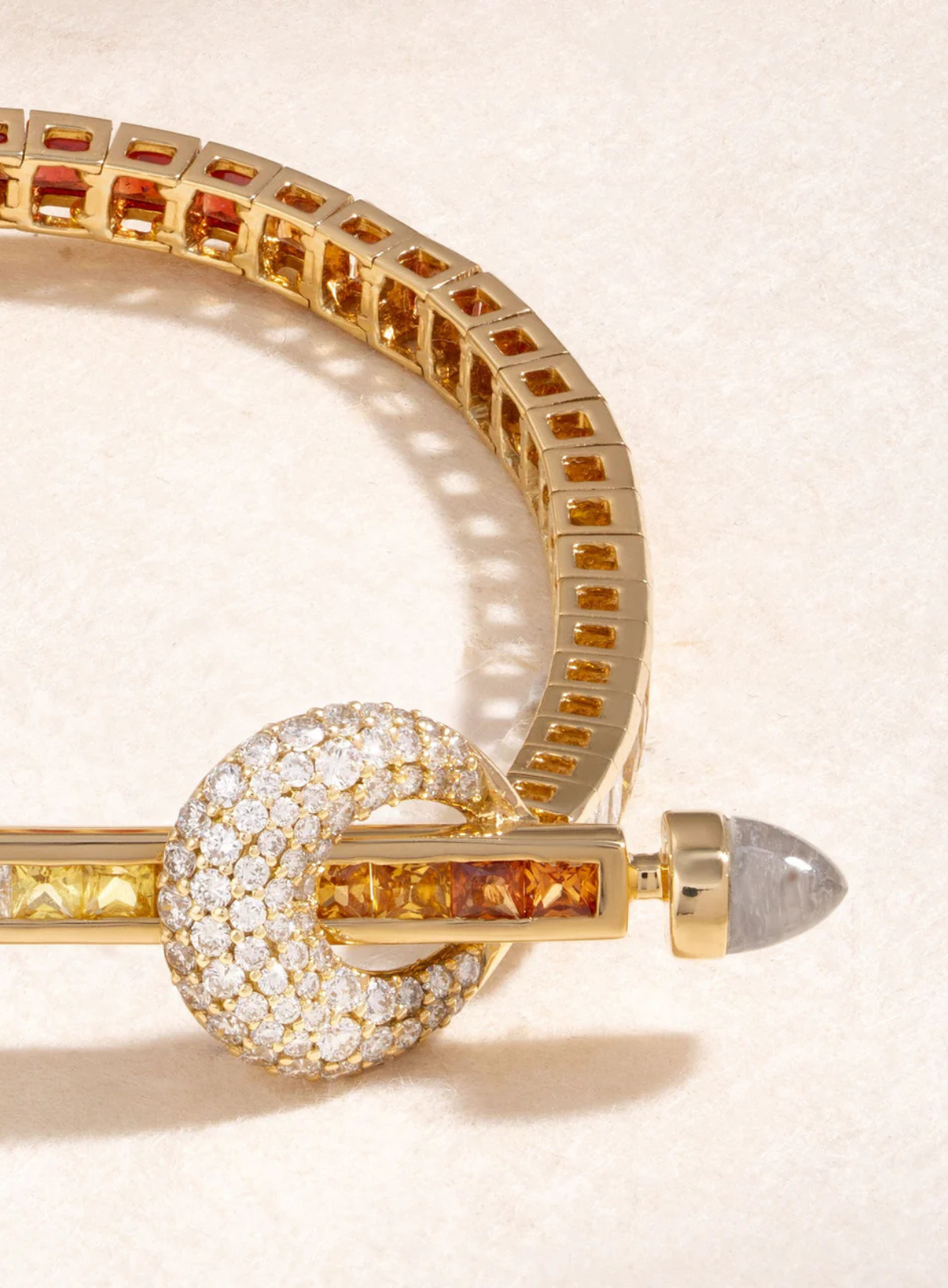 Chakra Tennis Bracelet Diamond & Orange Sapphire