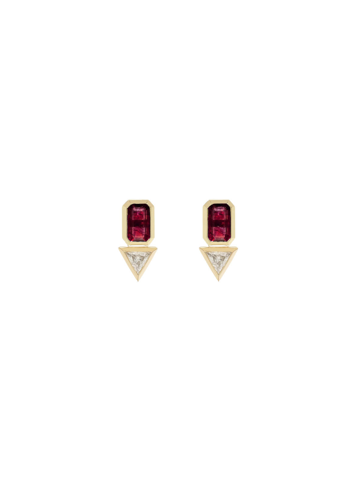 Ruby and Trillion Diamond Studs