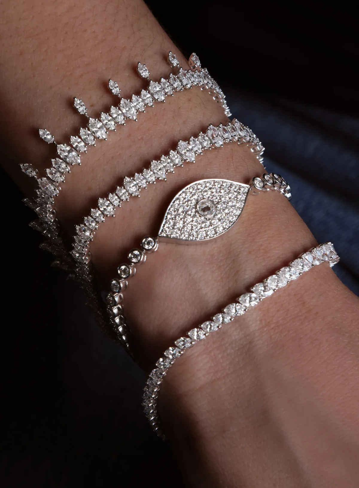 Evil Eye Bracelet with Rose-Cut Diamond