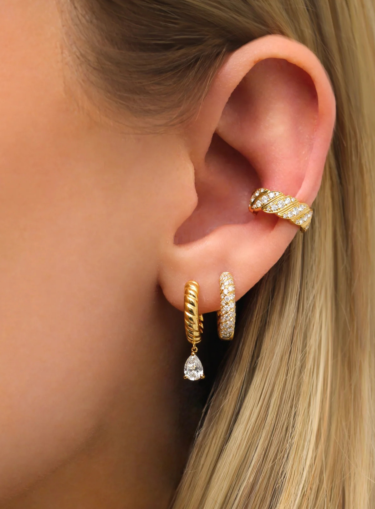 Small Diamond Zoe Huggie Earrings