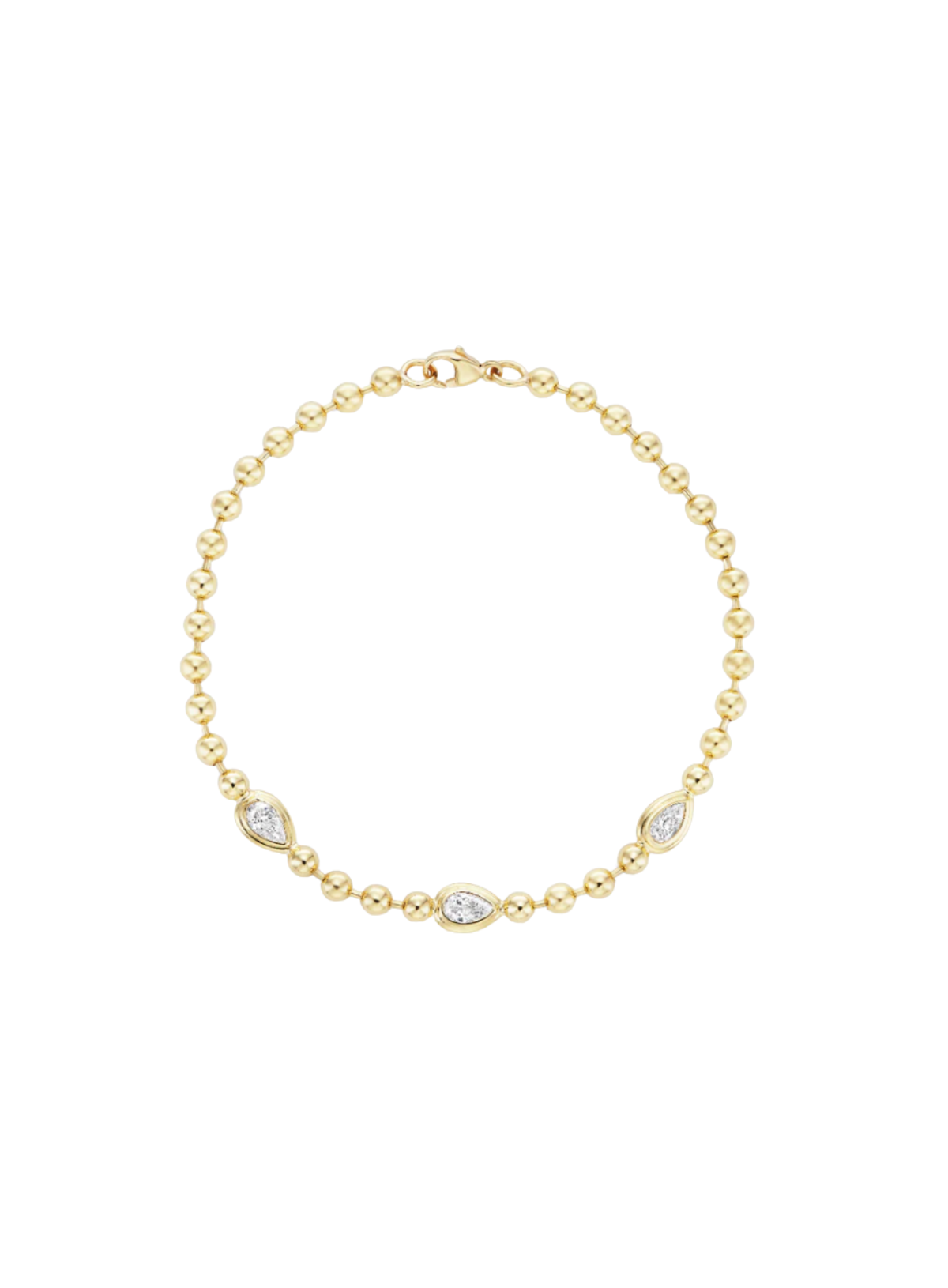 Double Bubble Bezel Diamond Pear Bracelet