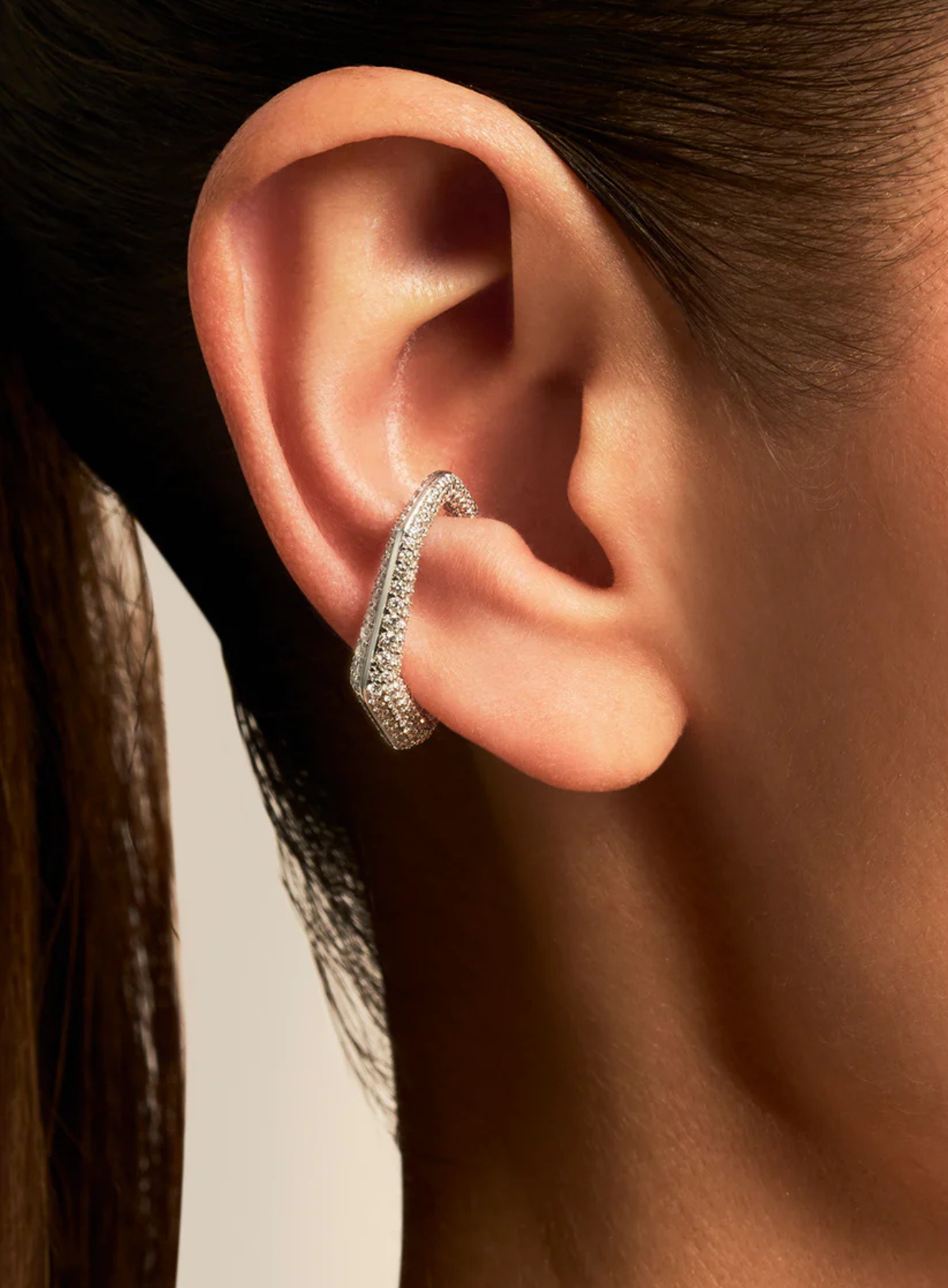 Pave Diamond Carved Ear Cuff