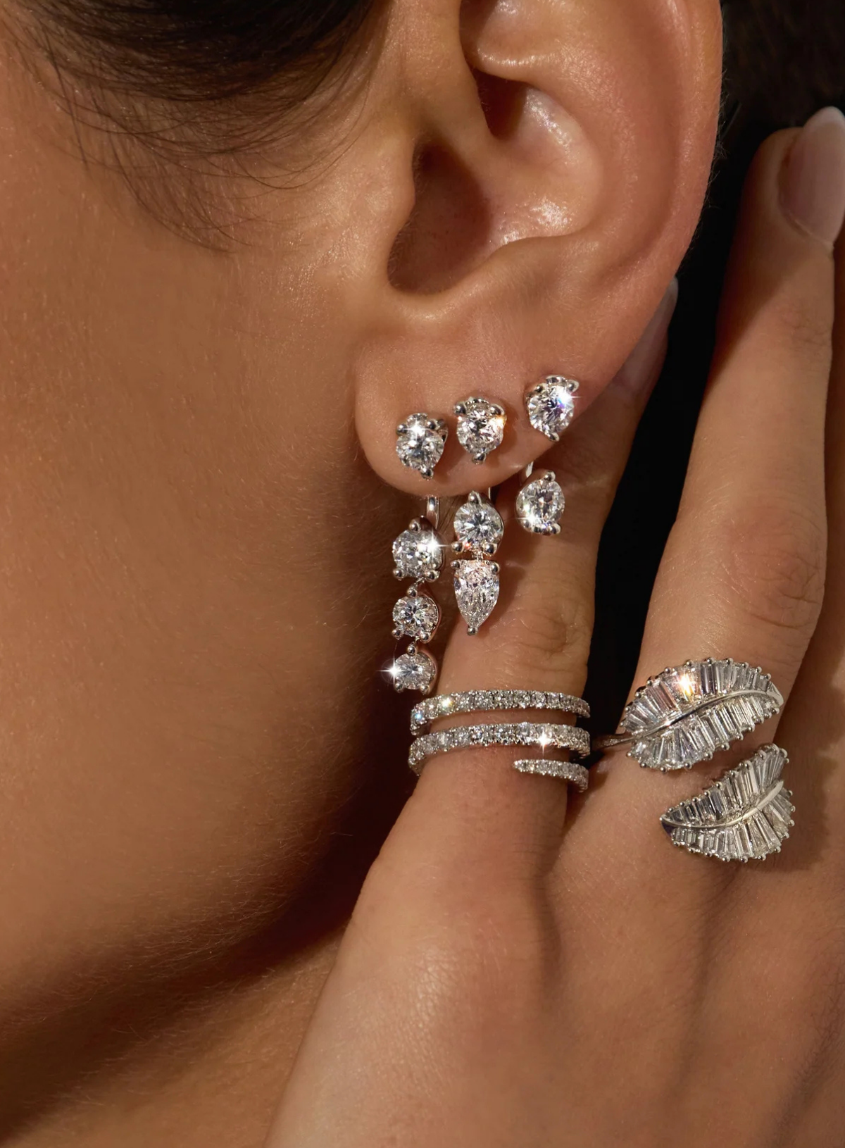 Orbit Round & Pear Drop Earrings
