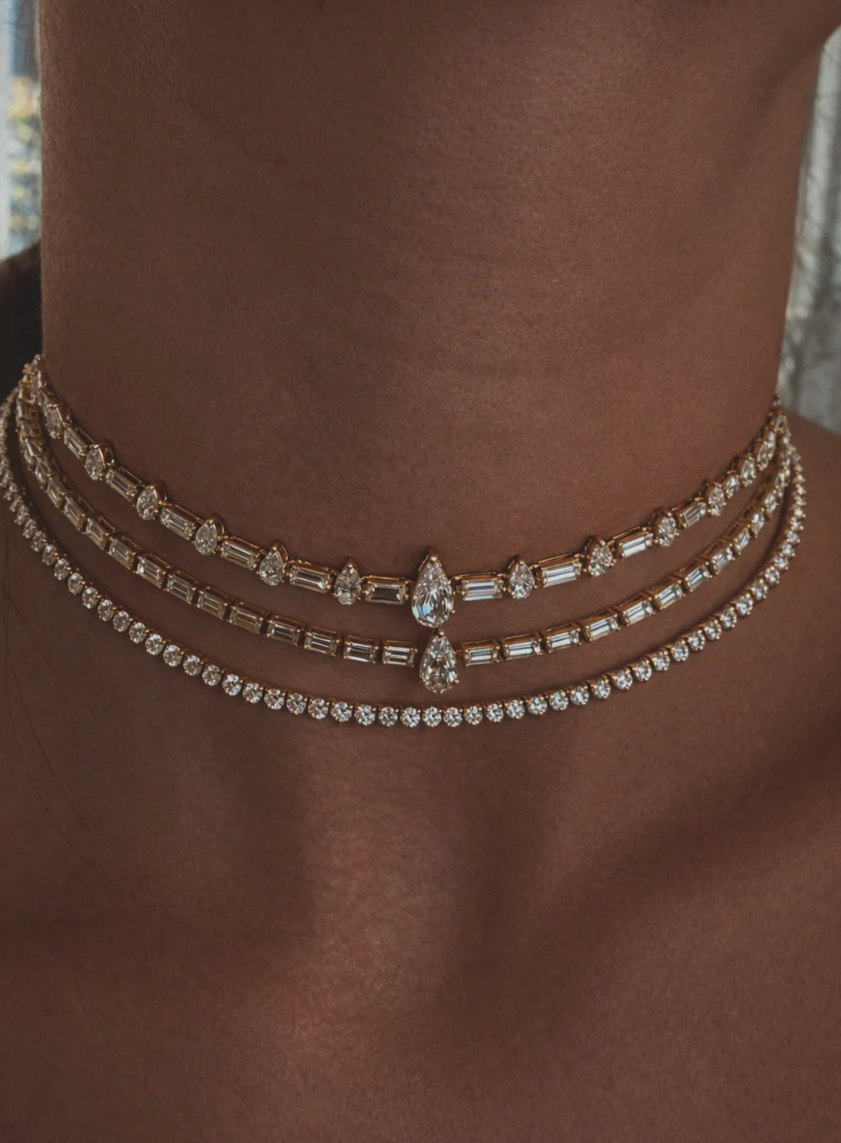 Rêve Baguette & Pear Tennis Necklace