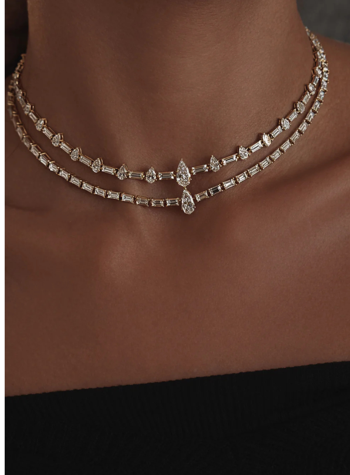 Rêve Baguette & Pear Tennis Necklace