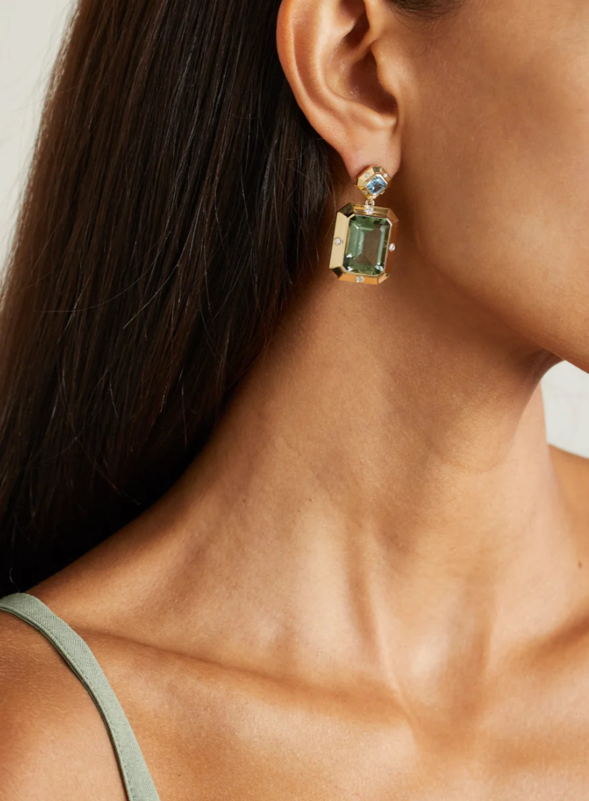 Stella Earrings Blue Topaz x Green Amethyst