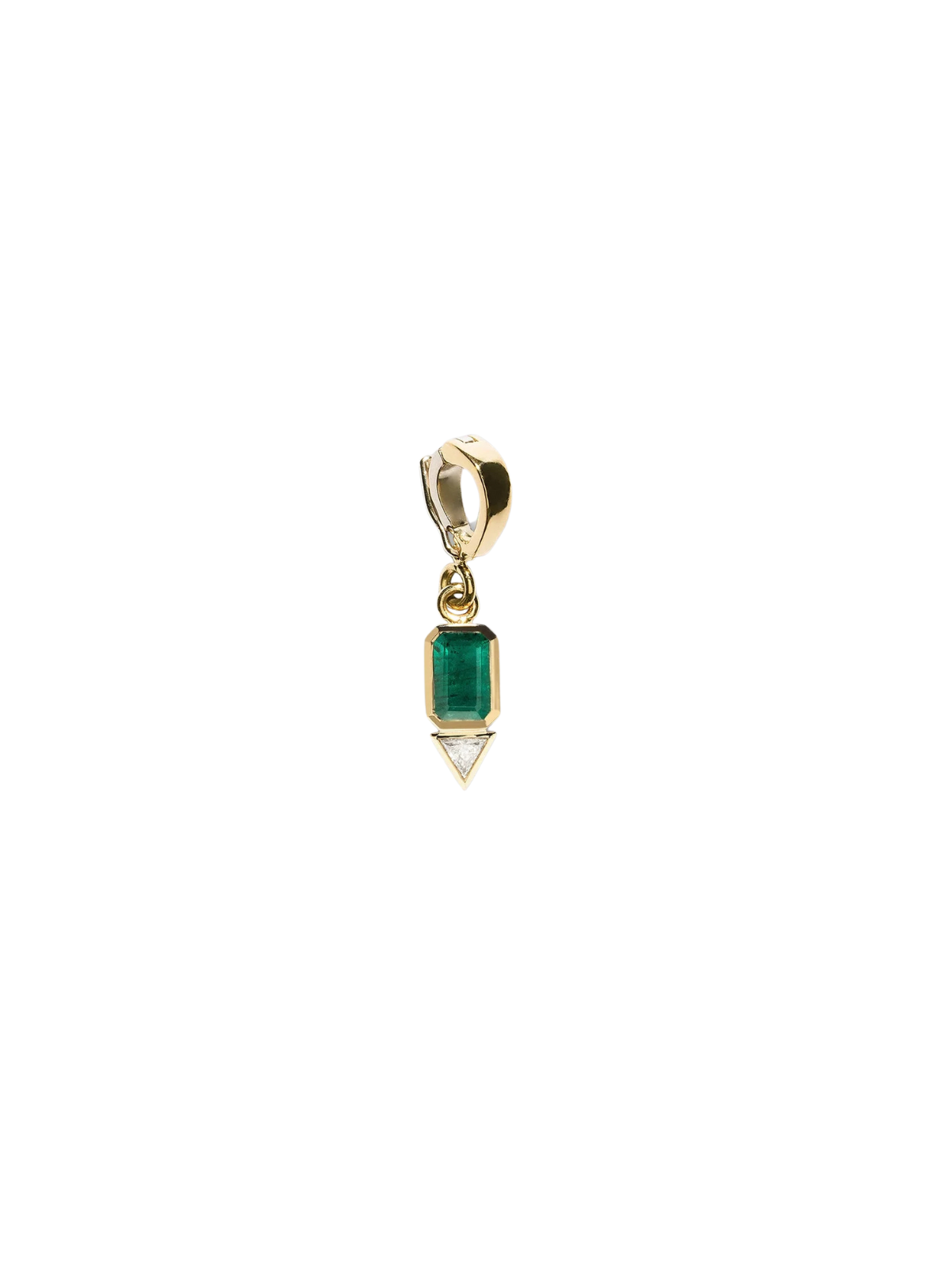 Emerald and Trillion Small Diamond Charm