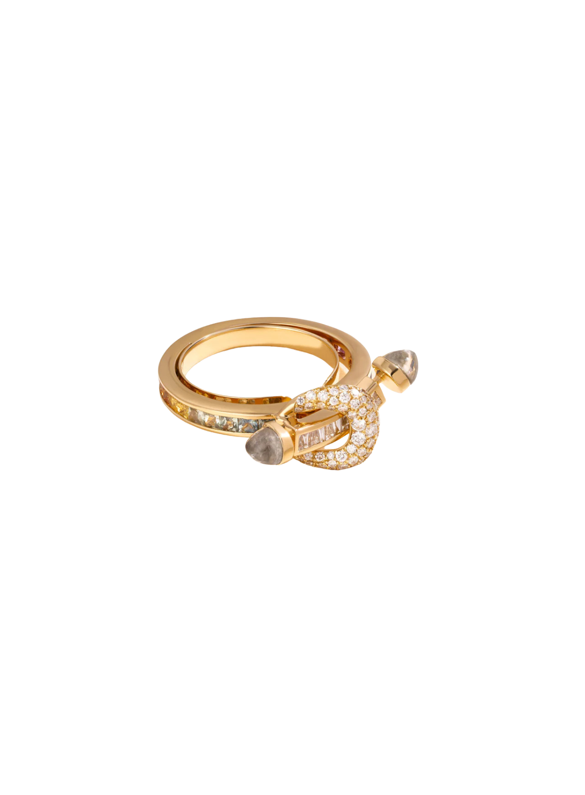 Chakra Ring Diamond and Rainbow Sapphire