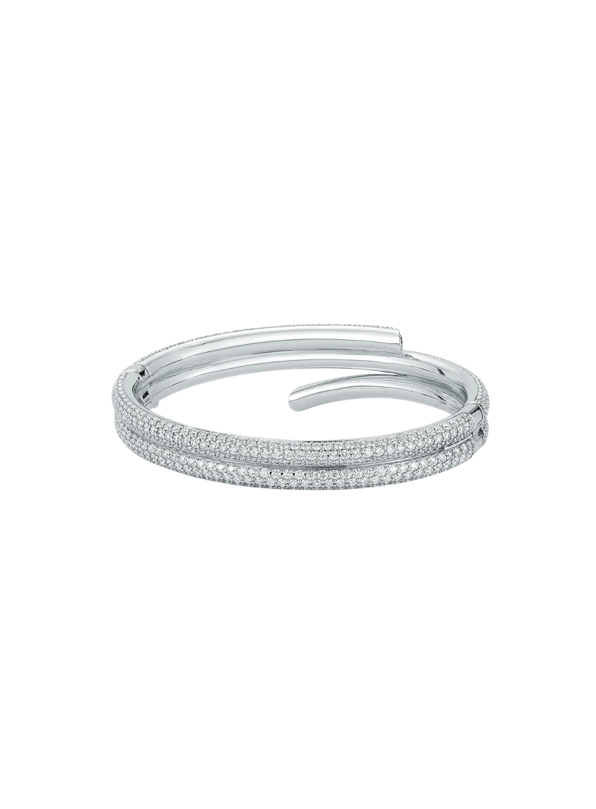 Thoby 18K White Gold Pavé Diamond Double Spiral Bracelet