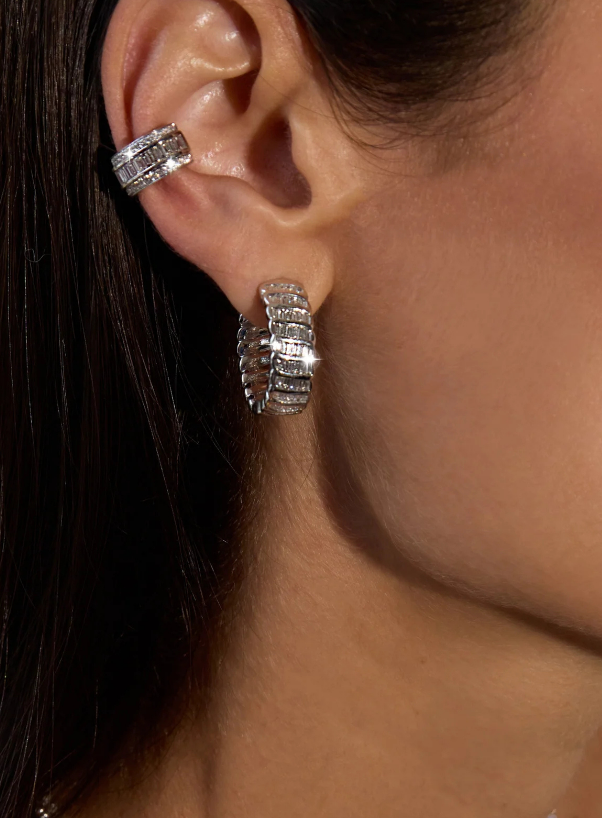 Baguette Diamond Zoe Hoop Earrings