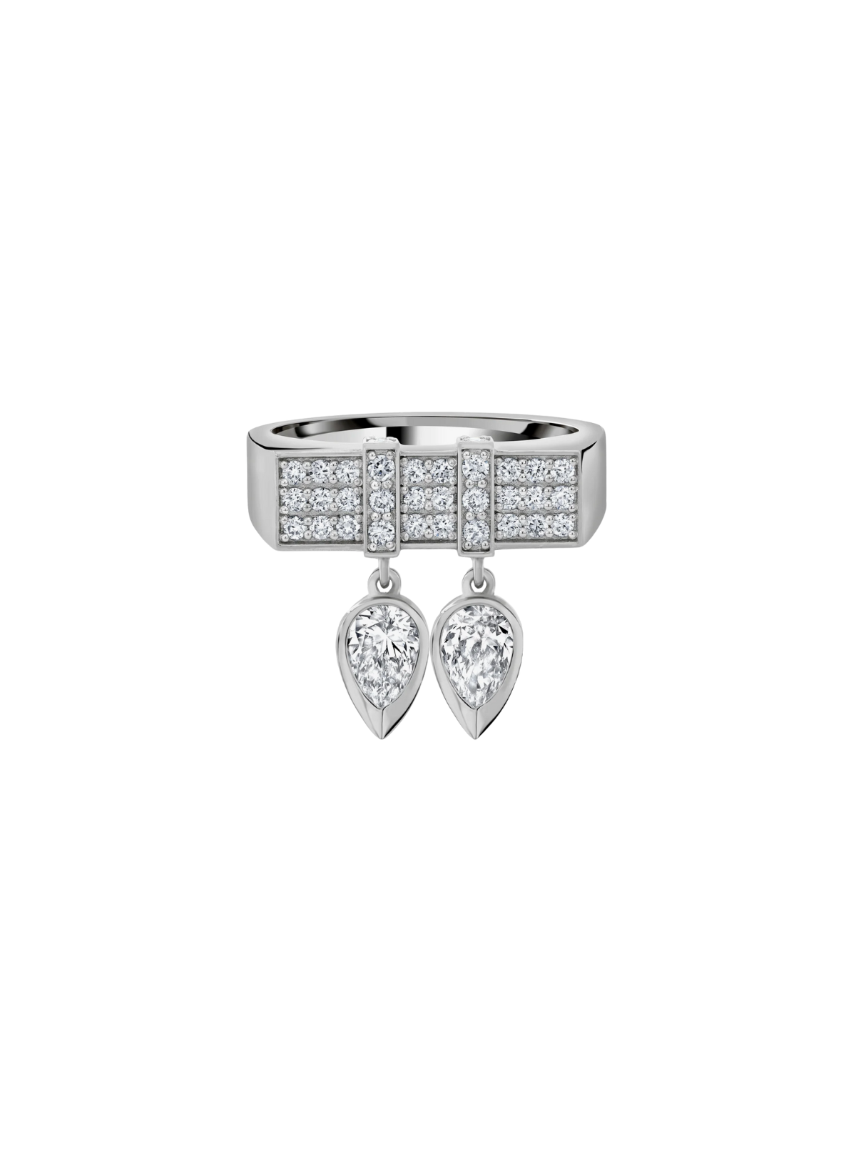 Vortex Pavé Double Pear Hanging Ring