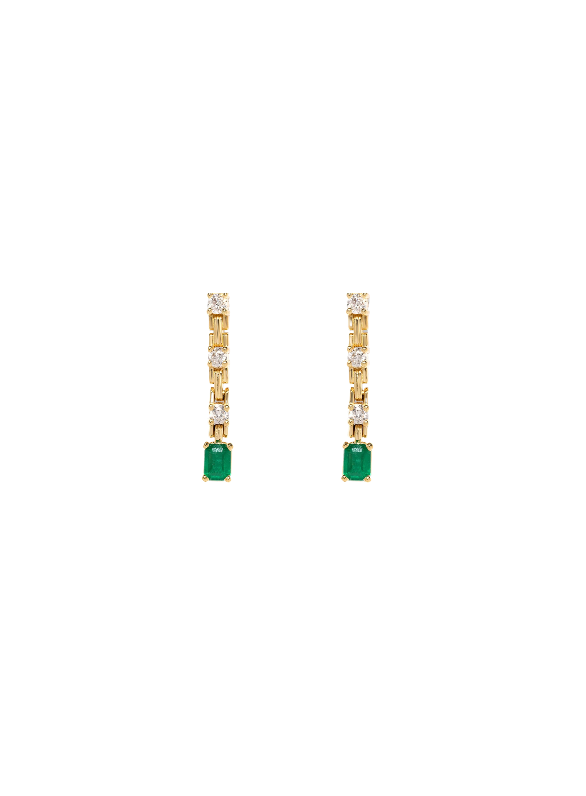 Pirouette Small Strand Diamond & Emerald Earrings