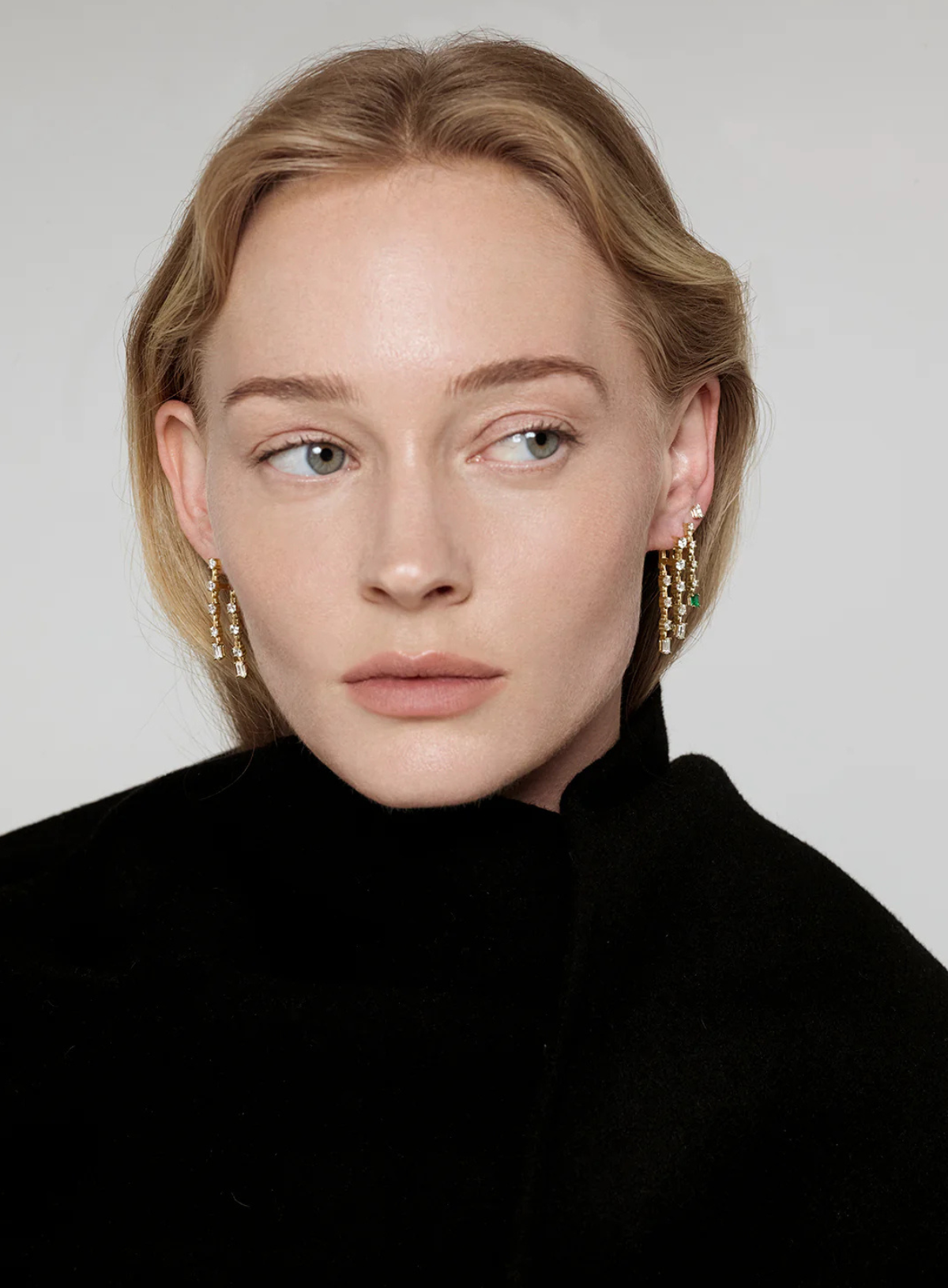 Pirouette Small Strand Diamond & Emerald Earrings