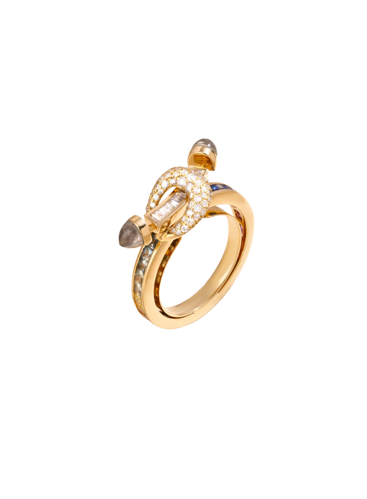 Chakra Ring Diamond and Rainbow Sapphire