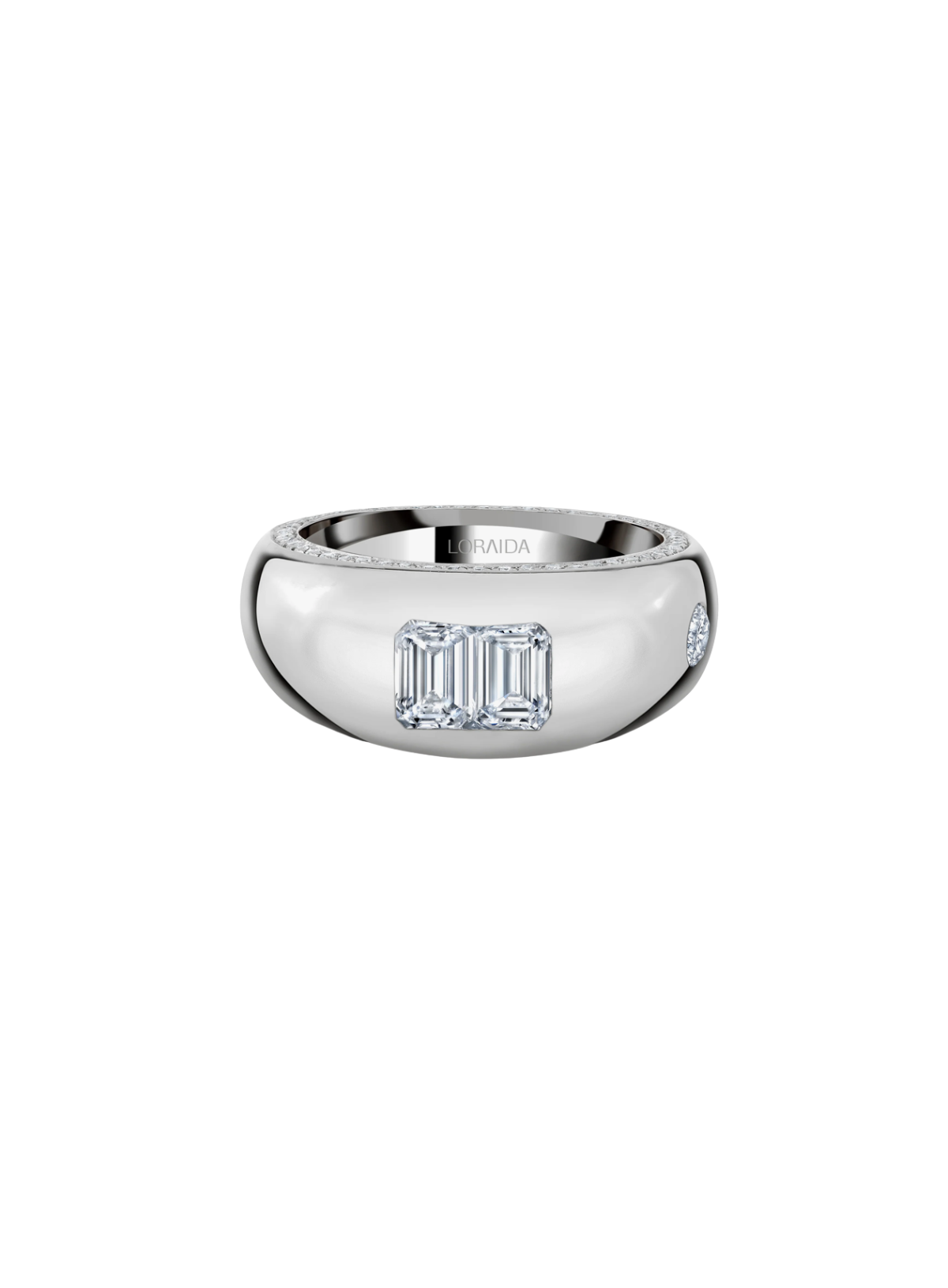 Double Emerald Paved Pinky Ring