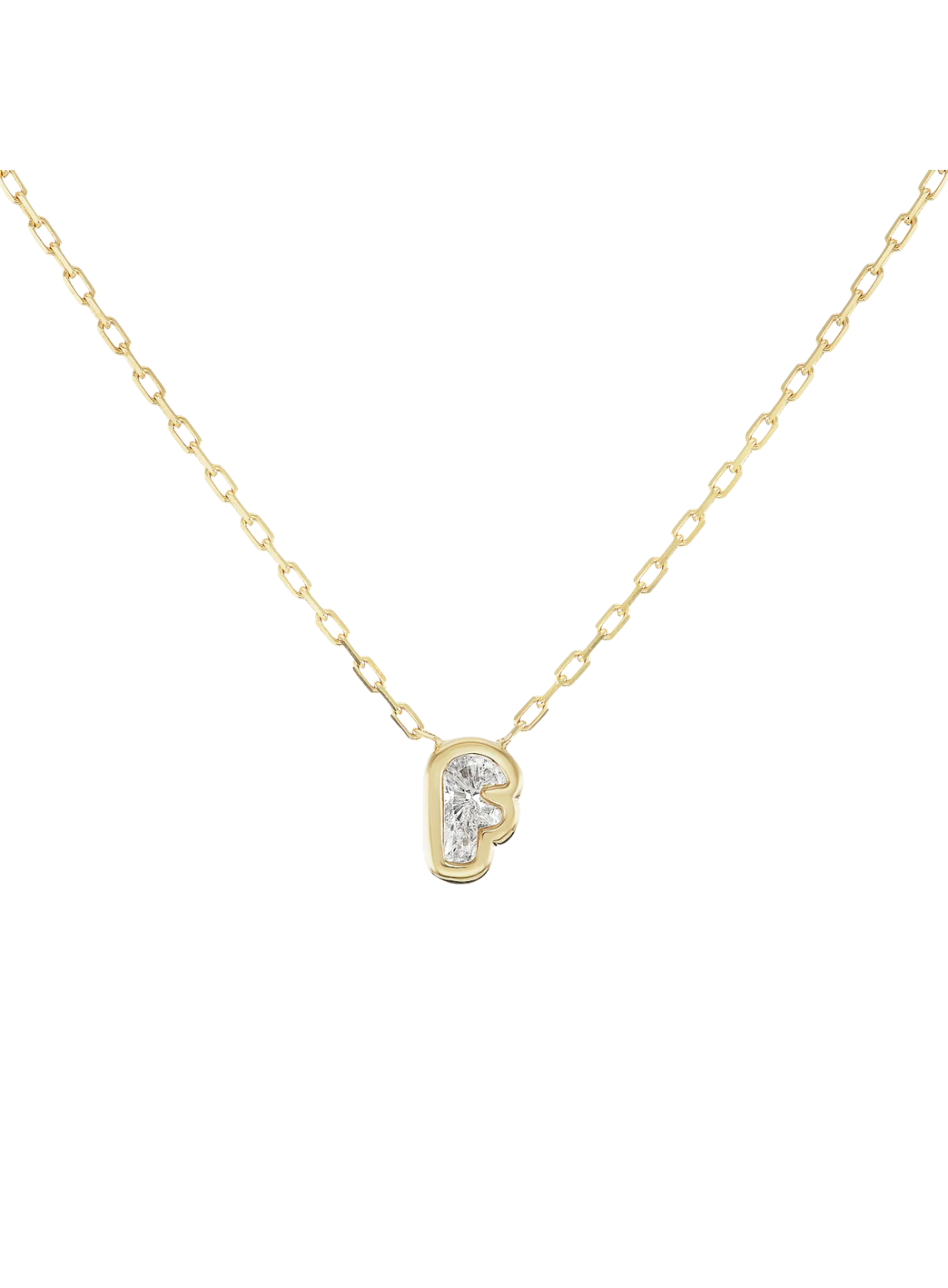 Bubble Bezel Necklace White Diamond Letter