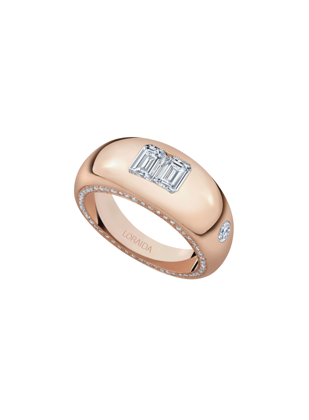 Double Emerald Paved Pinky Ring