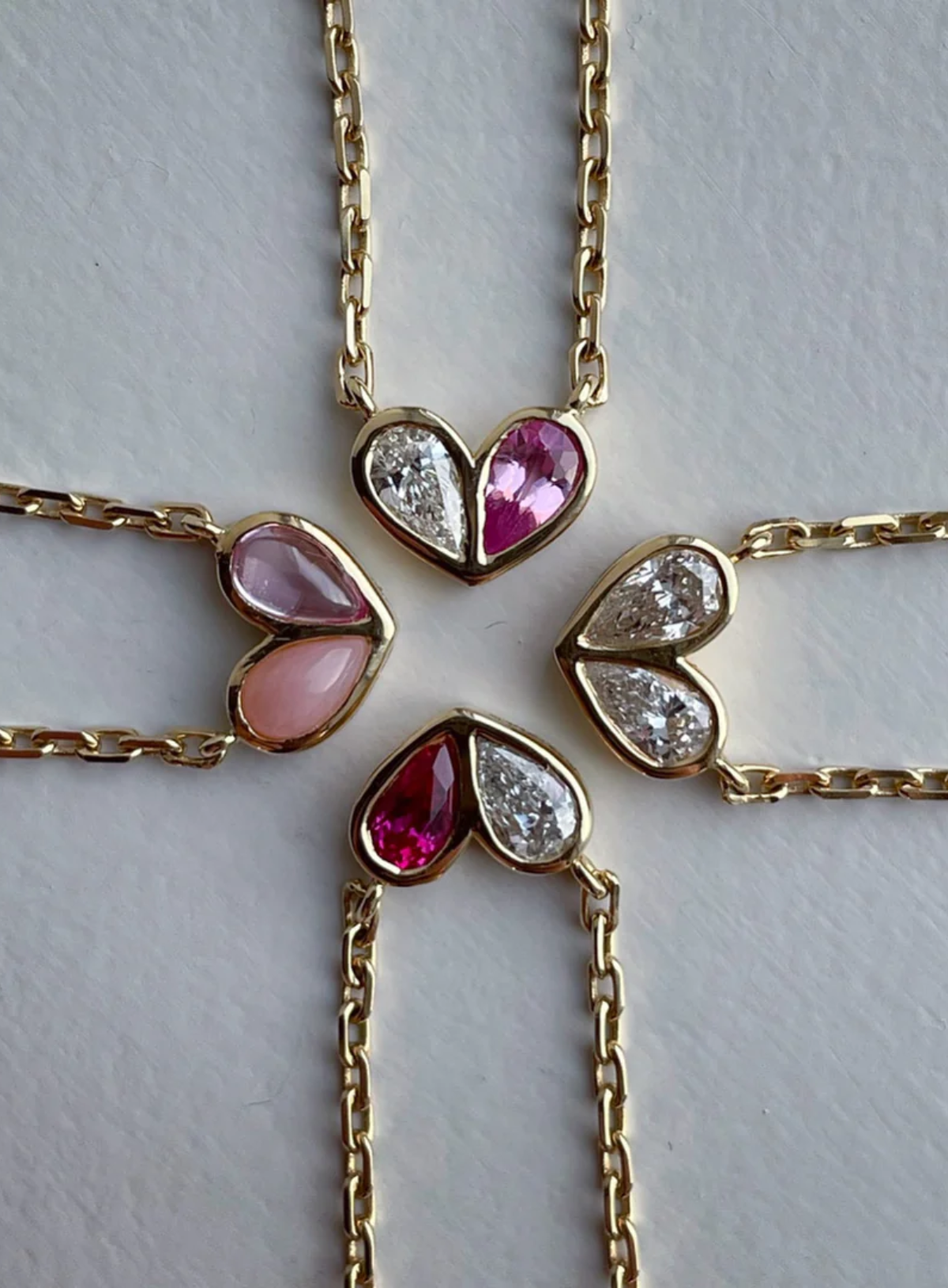 Sweetheart Necklace Pink Sapphire & Pink Opal