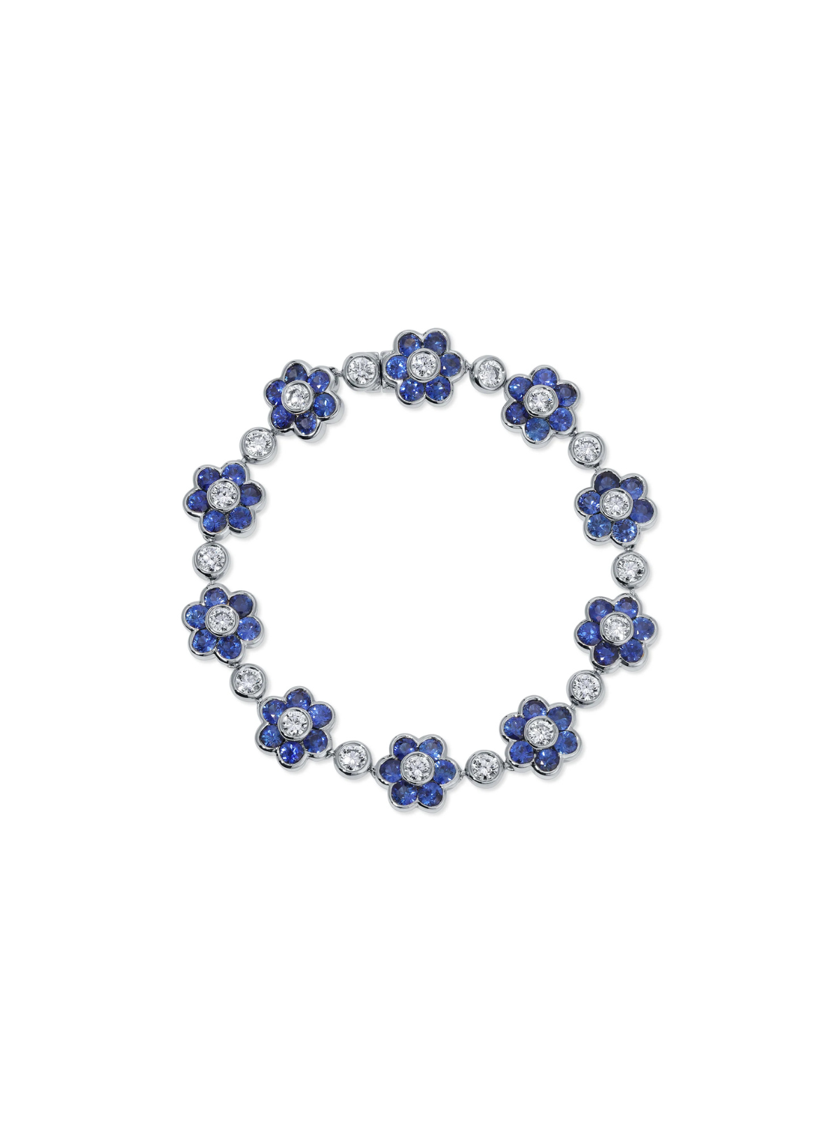 Blue Sapphire and Diamond Flora Bracelet