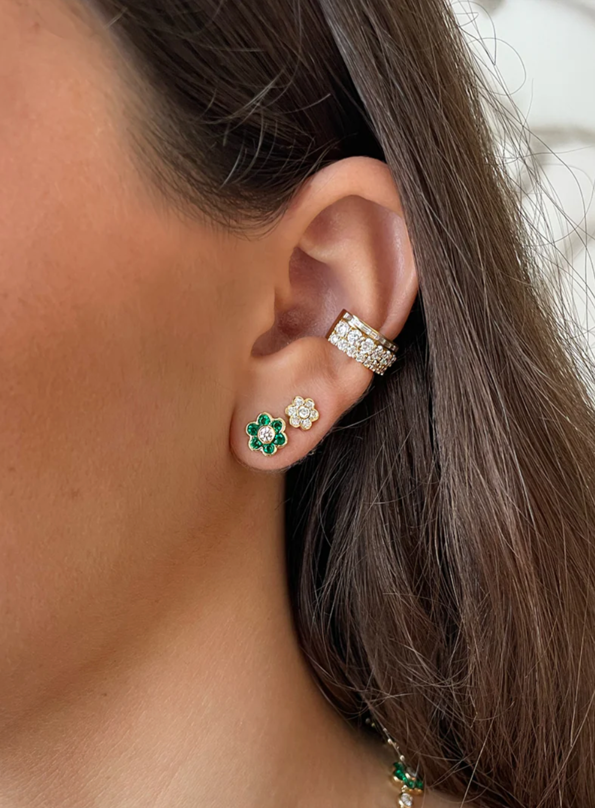 Colombian Emerald Flora Studs