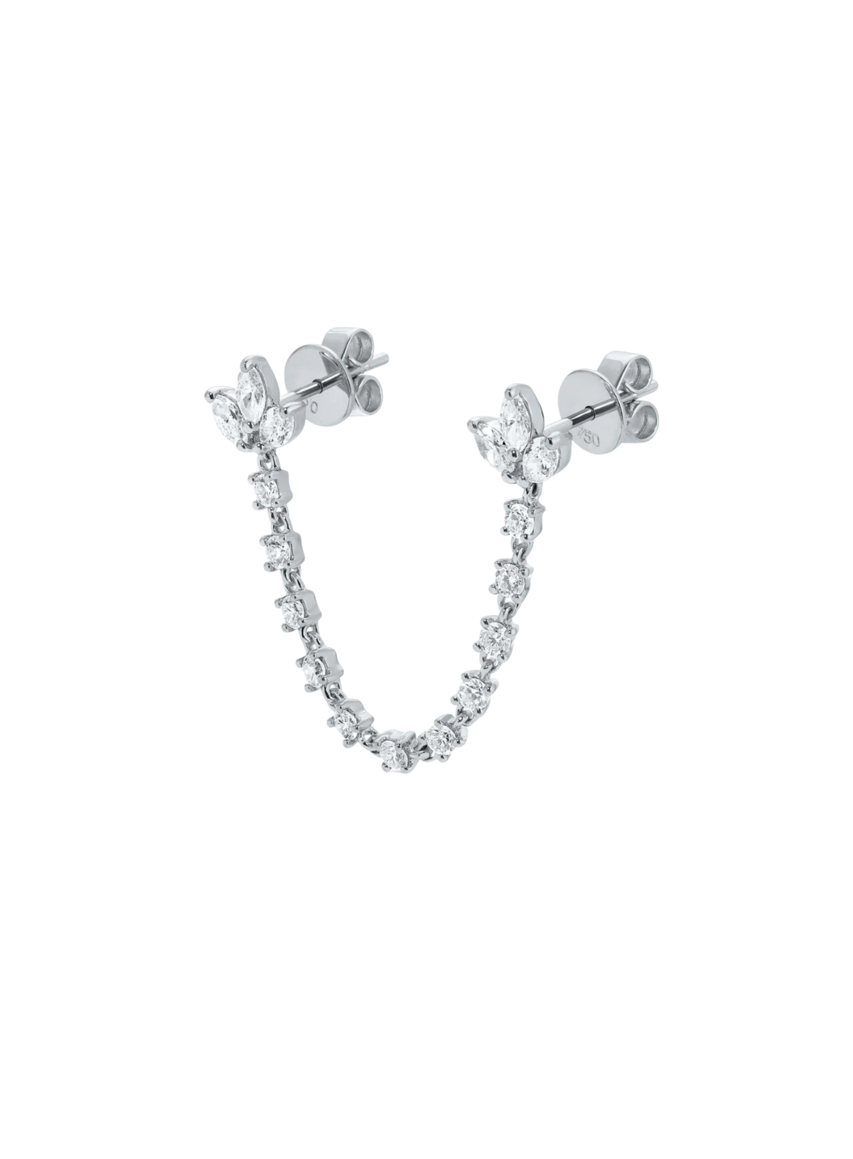 Diamond Lotus Double Piercing Earring