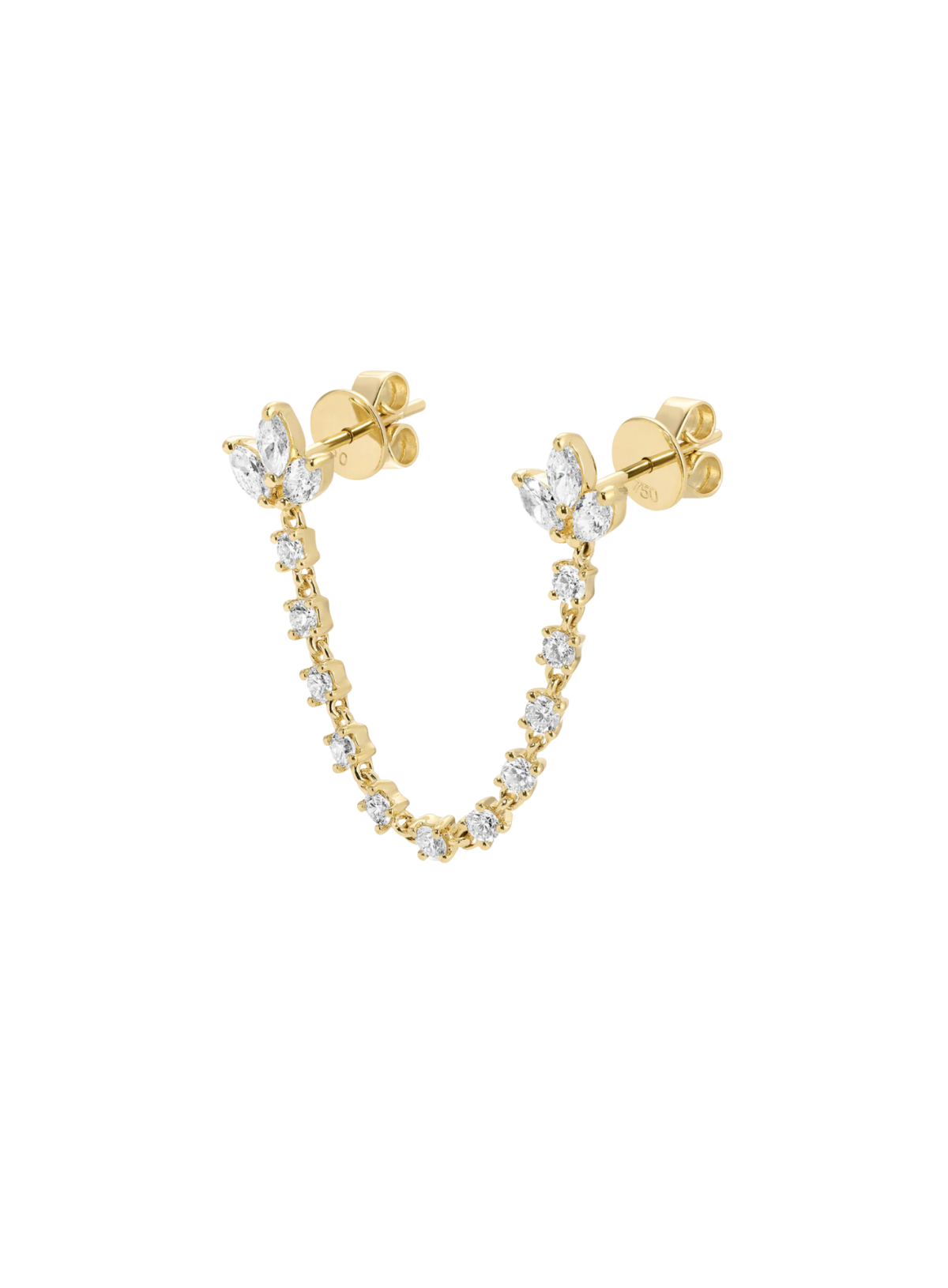 Diamond Lotus Double Piercing Earring
