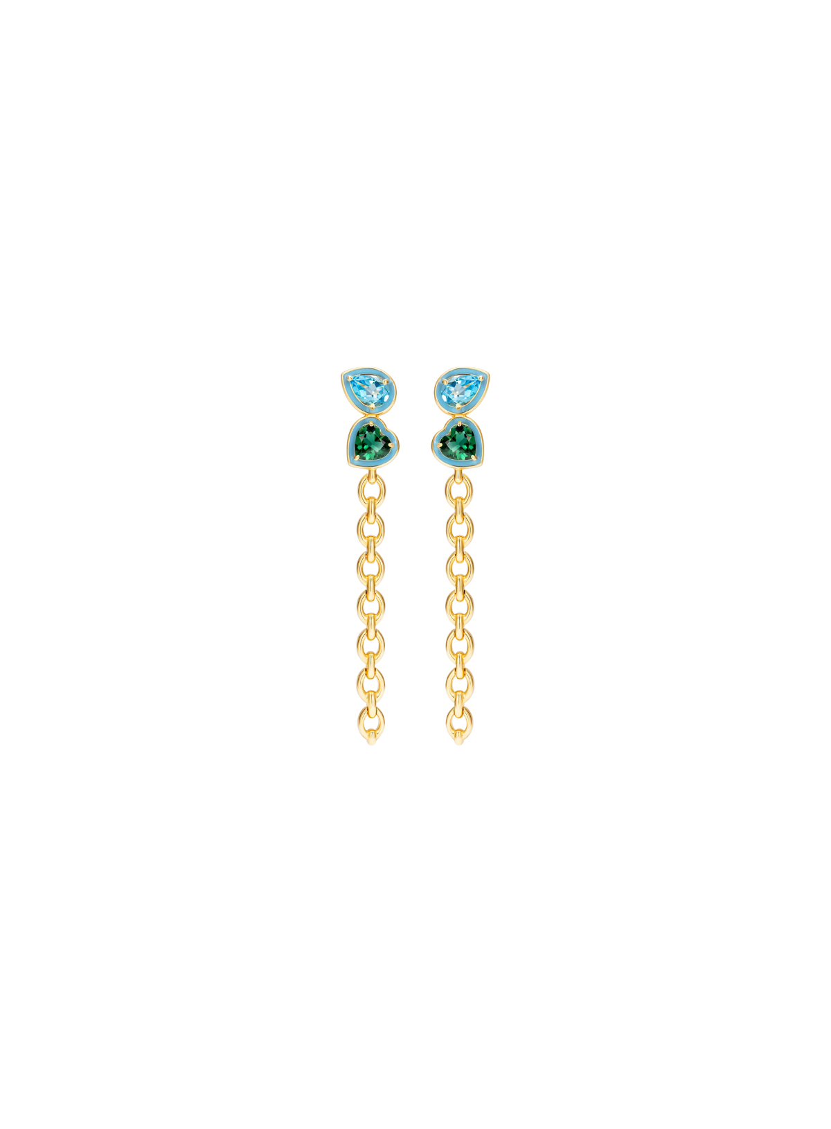 Catena Double Stone Long Enamel Earrings