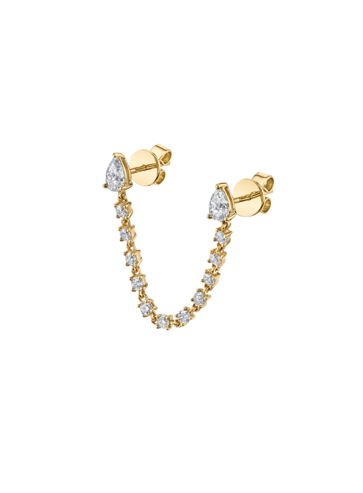 Double Piercing Pear Diamond Loop Earring