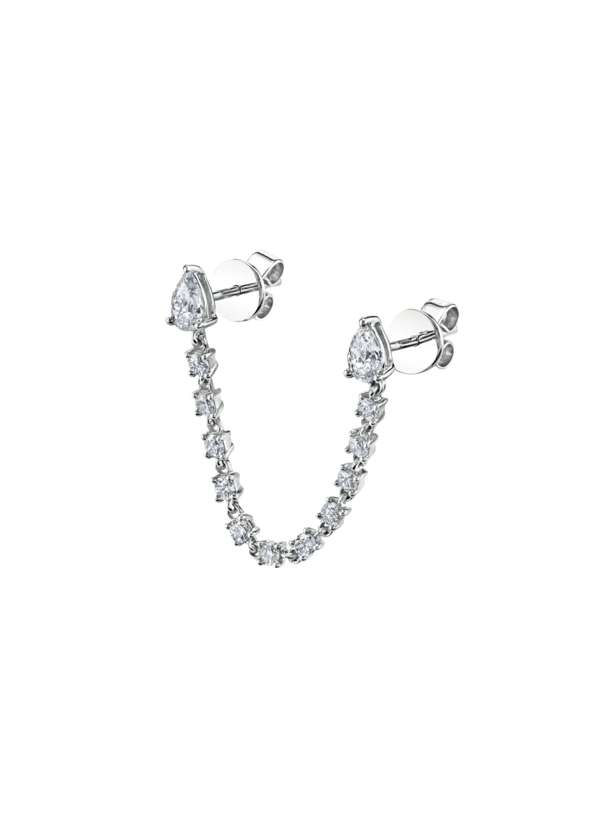 Double Piercing Pear Diamond Loop Earring
