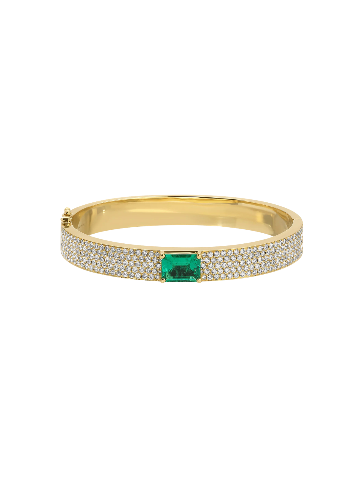 Pavé Diamond Oval Bracelet with Emerald-Cut Colombian Emerald Centre