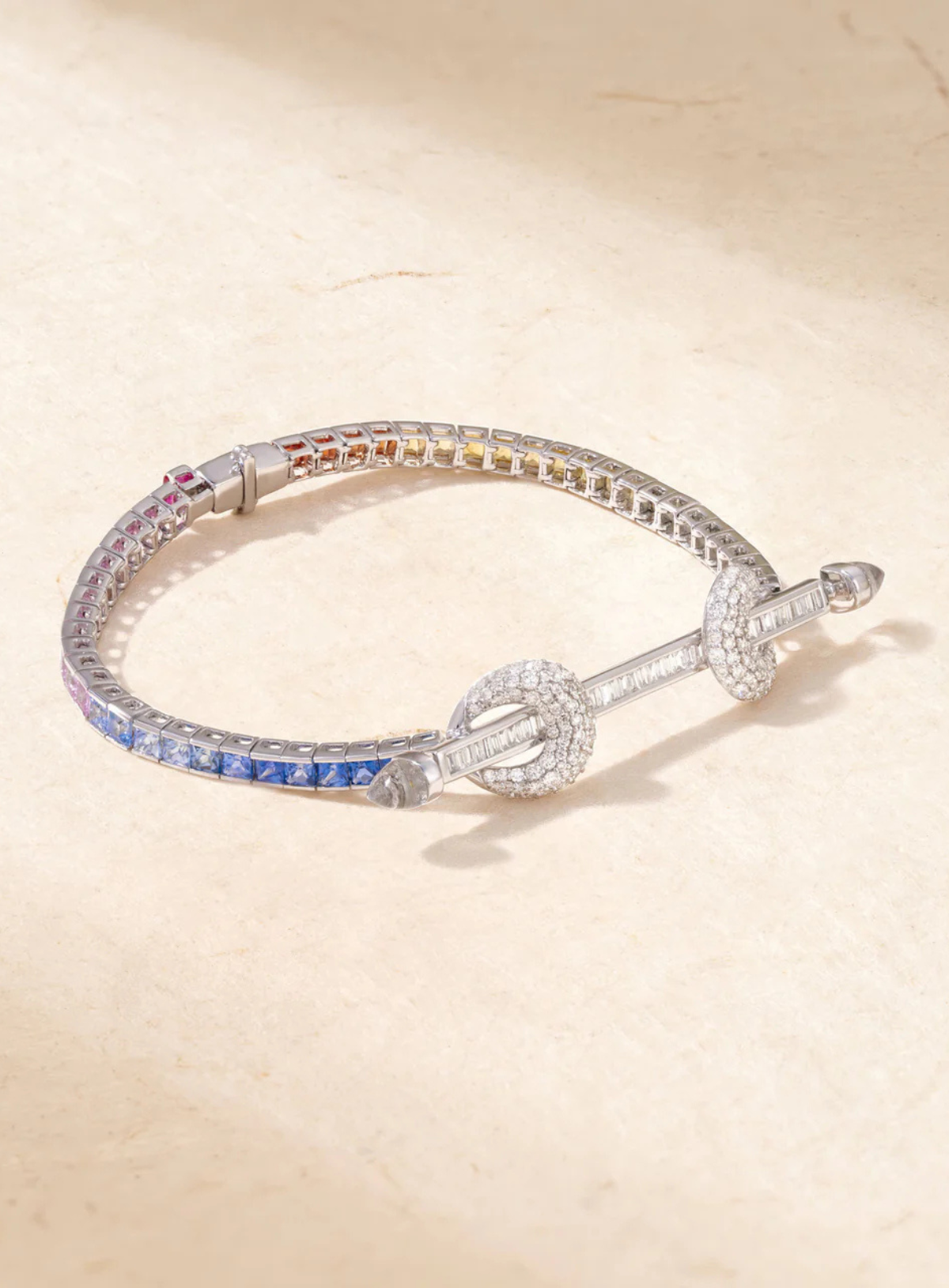 Chakra Tennis Bracelet Diamond & Rainbow Sapphire