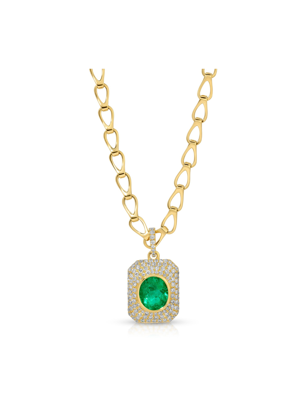 Emerald Oval Diamond Pendant