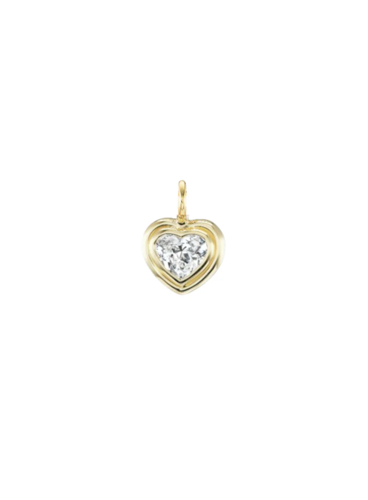 Double Bubble Bezel Diamond Heart Charm