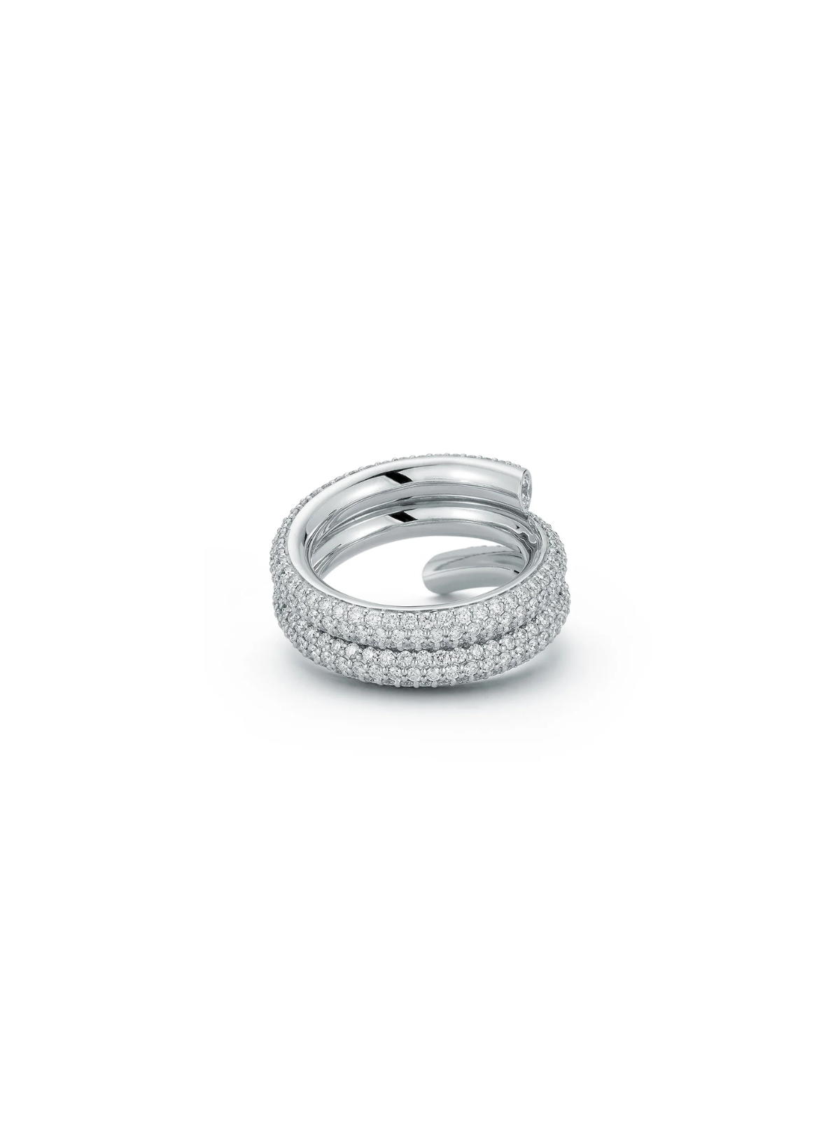 Thoby 18K White Gold & Pavé Diamond Double Row Spiral Ring