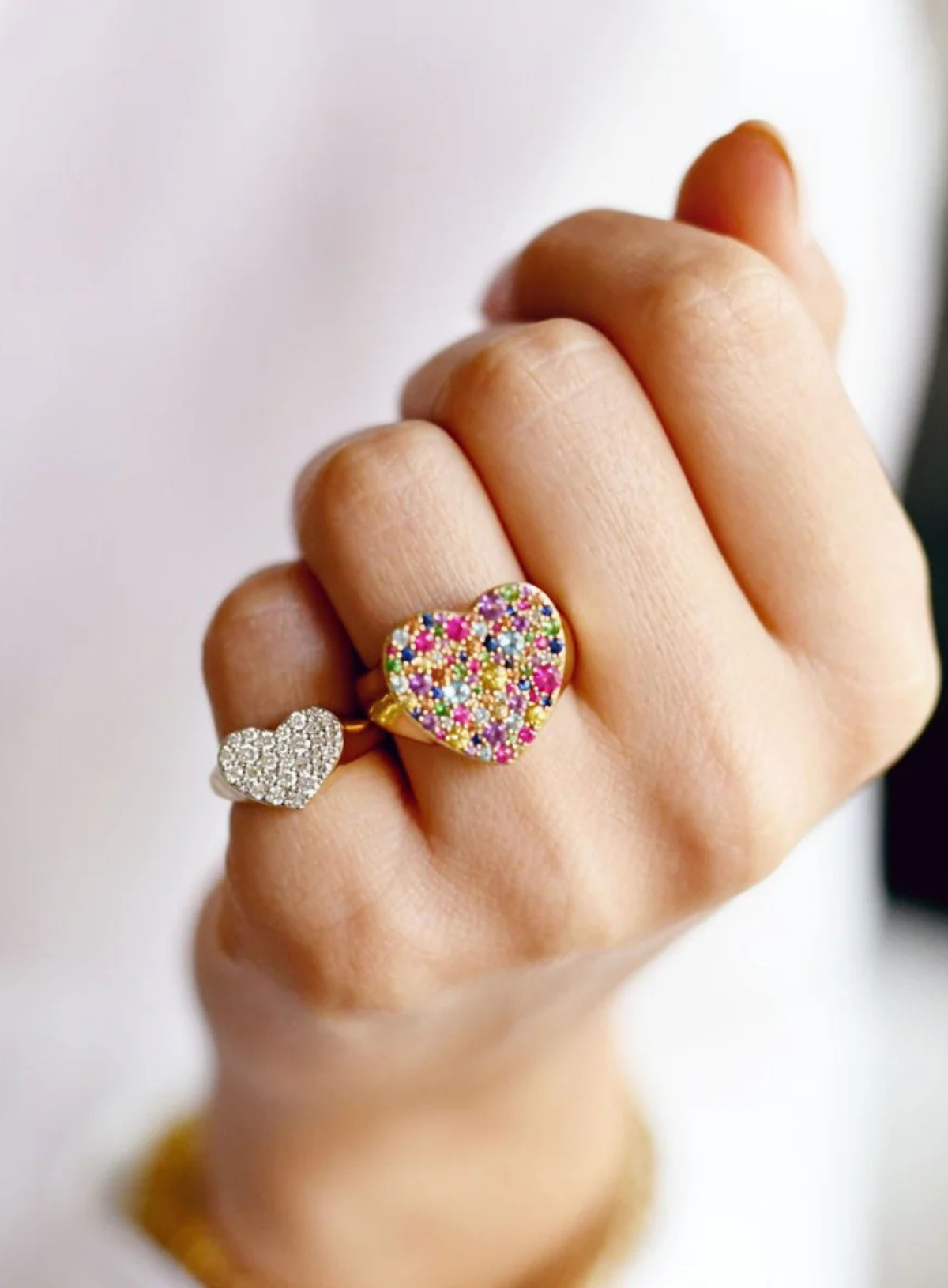 Diamond Smushed Heart Pinky Ring