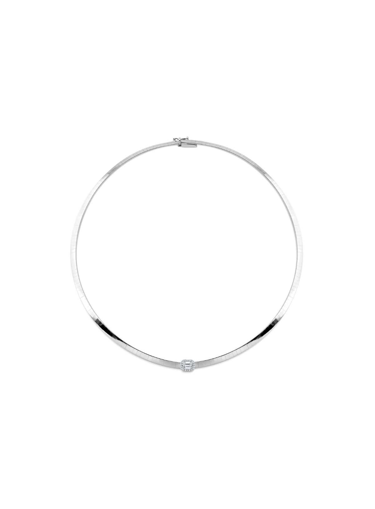 Omega Flat Pave Emerald Necklace