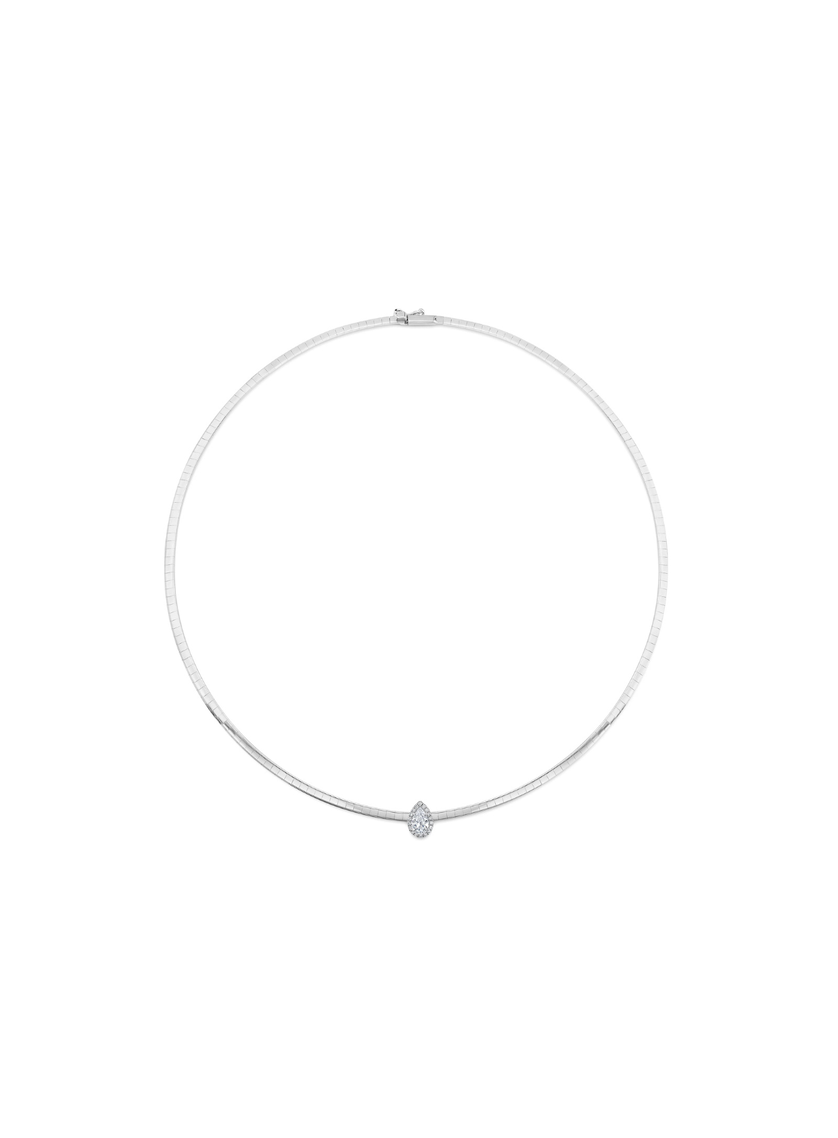 Omega Flat Pave Pear Necklace