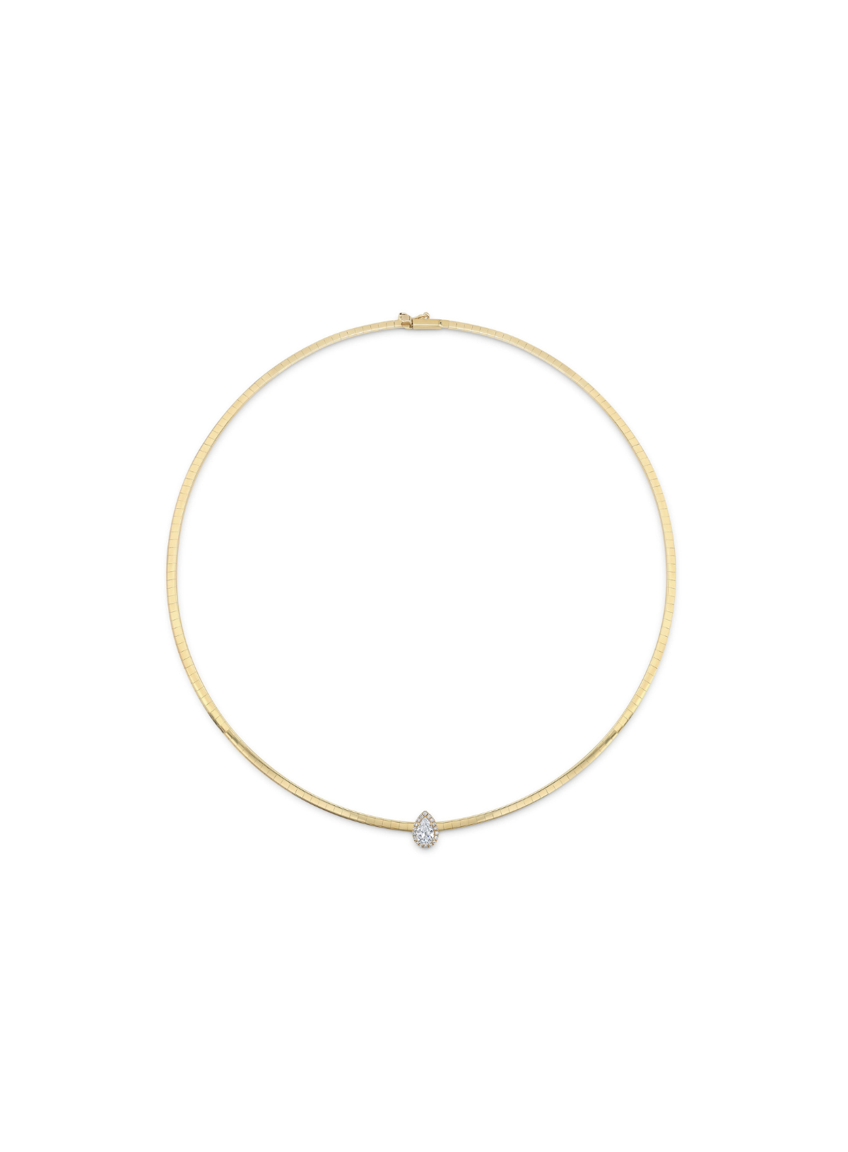 Omega Flat Pave Pear Necklace