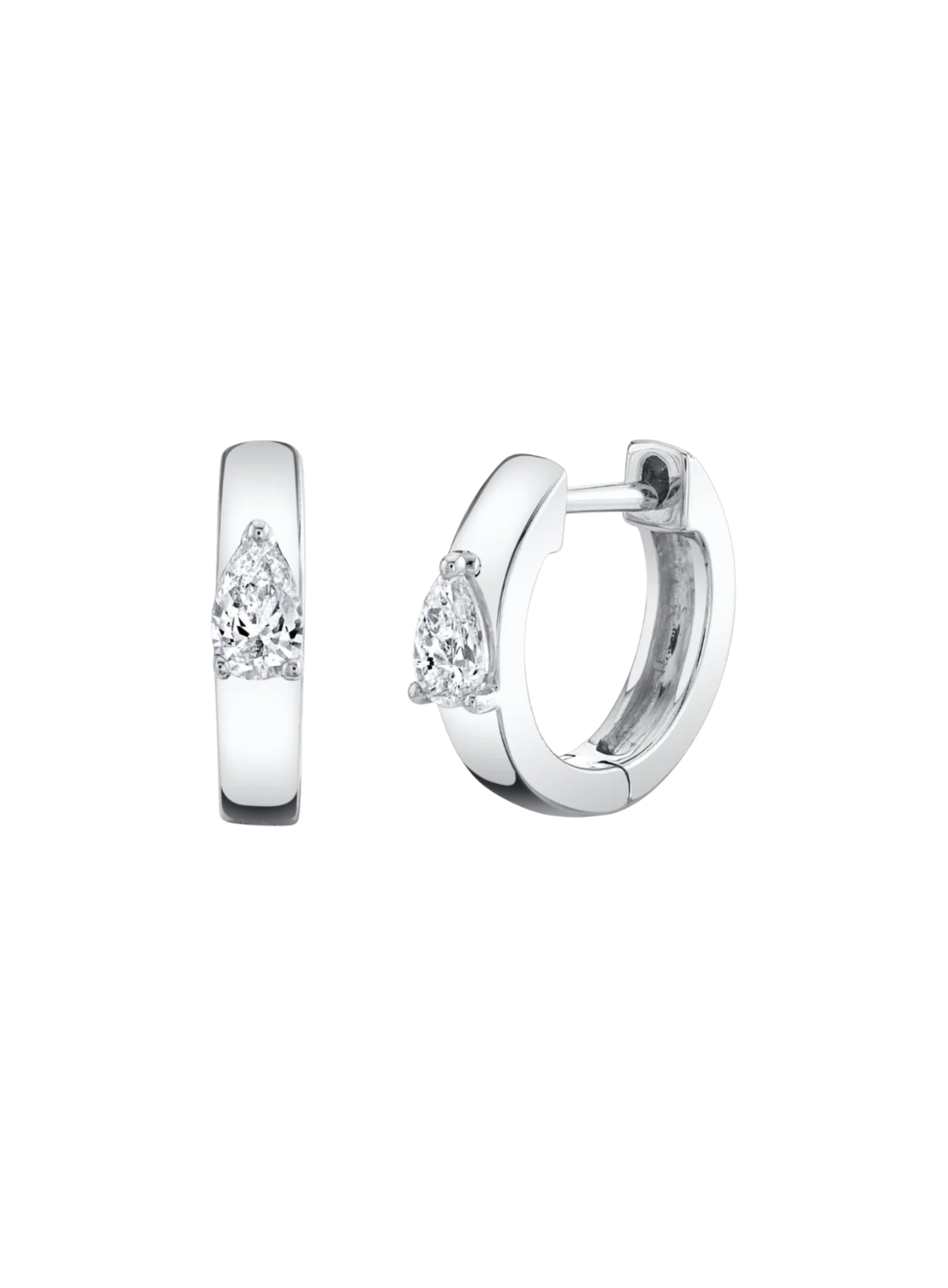 Huggies with Pear Diamond Center