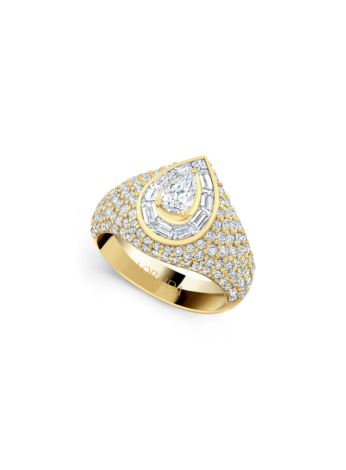 Vortex Pear Baguette Pave Pinky Ring