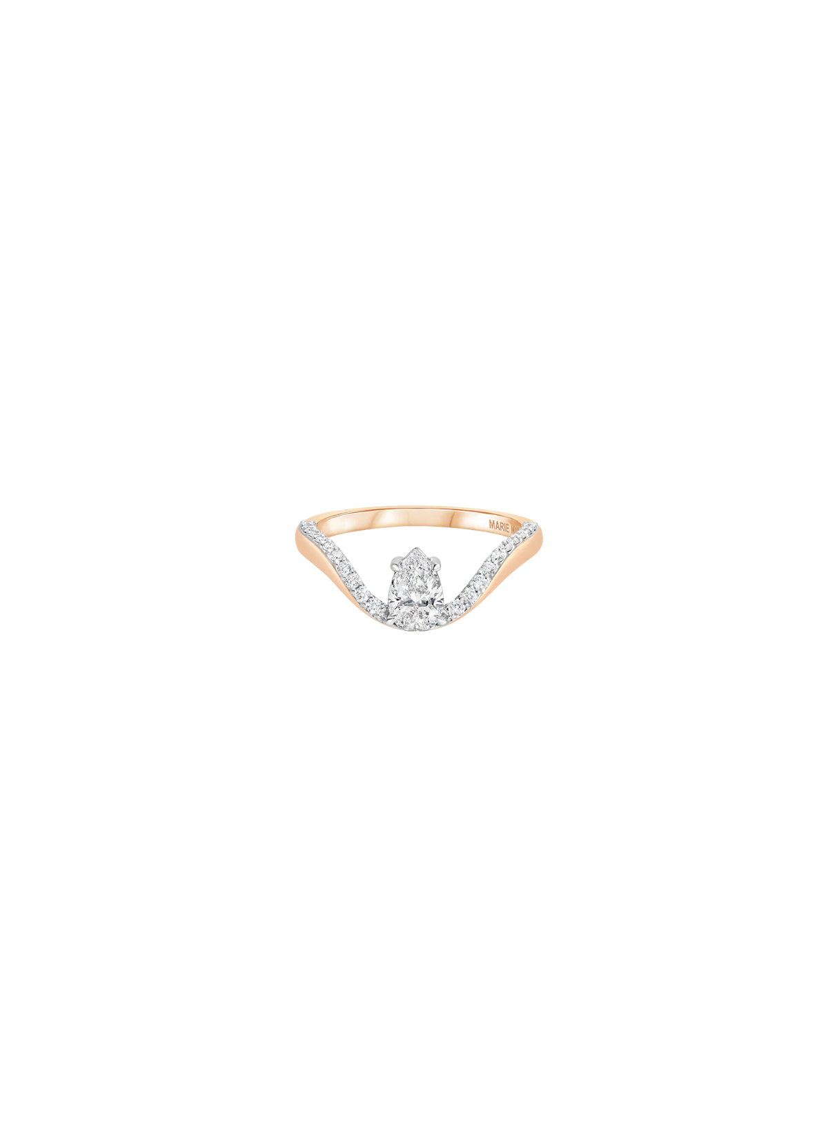Halo Ring | Half pavé Diamonds & Pear Diamond