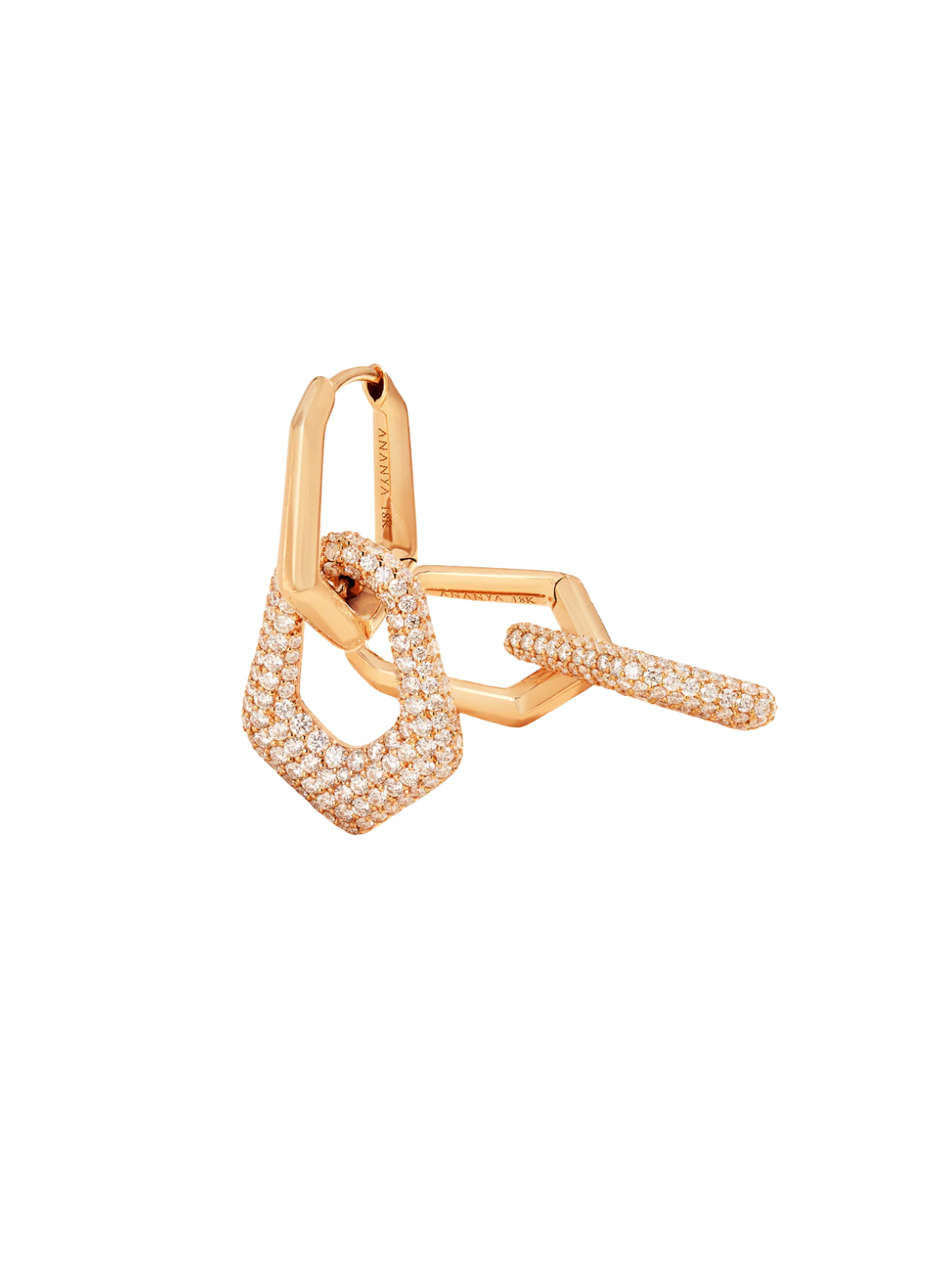 Rose Gold Pave Diamond Carved Earring