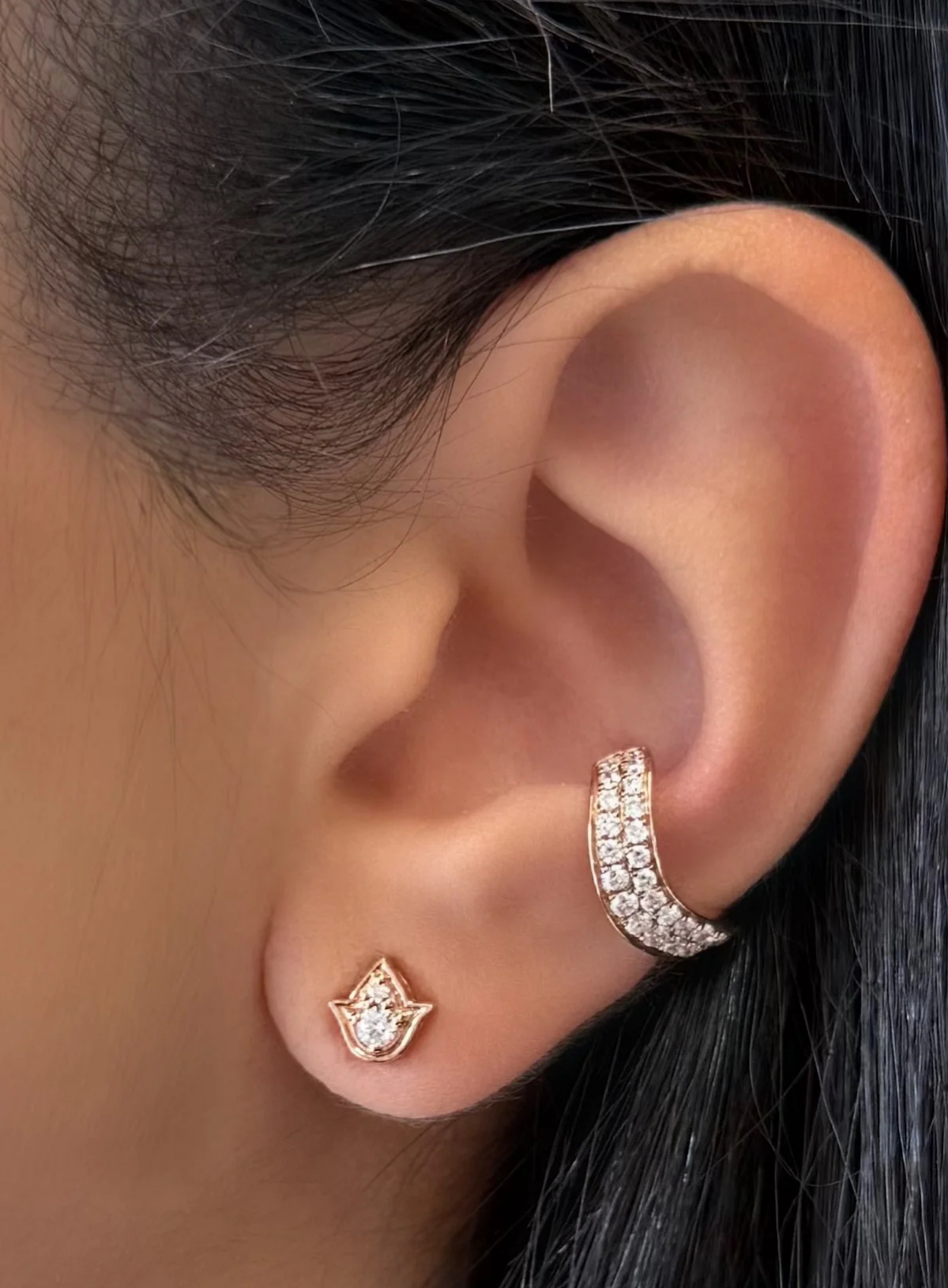Small Diamond Tulip Stud Earrings