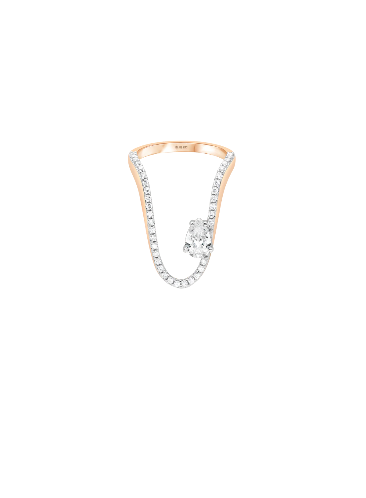 Radiant Ring | Half pavé Diamonds & Pear Diamond