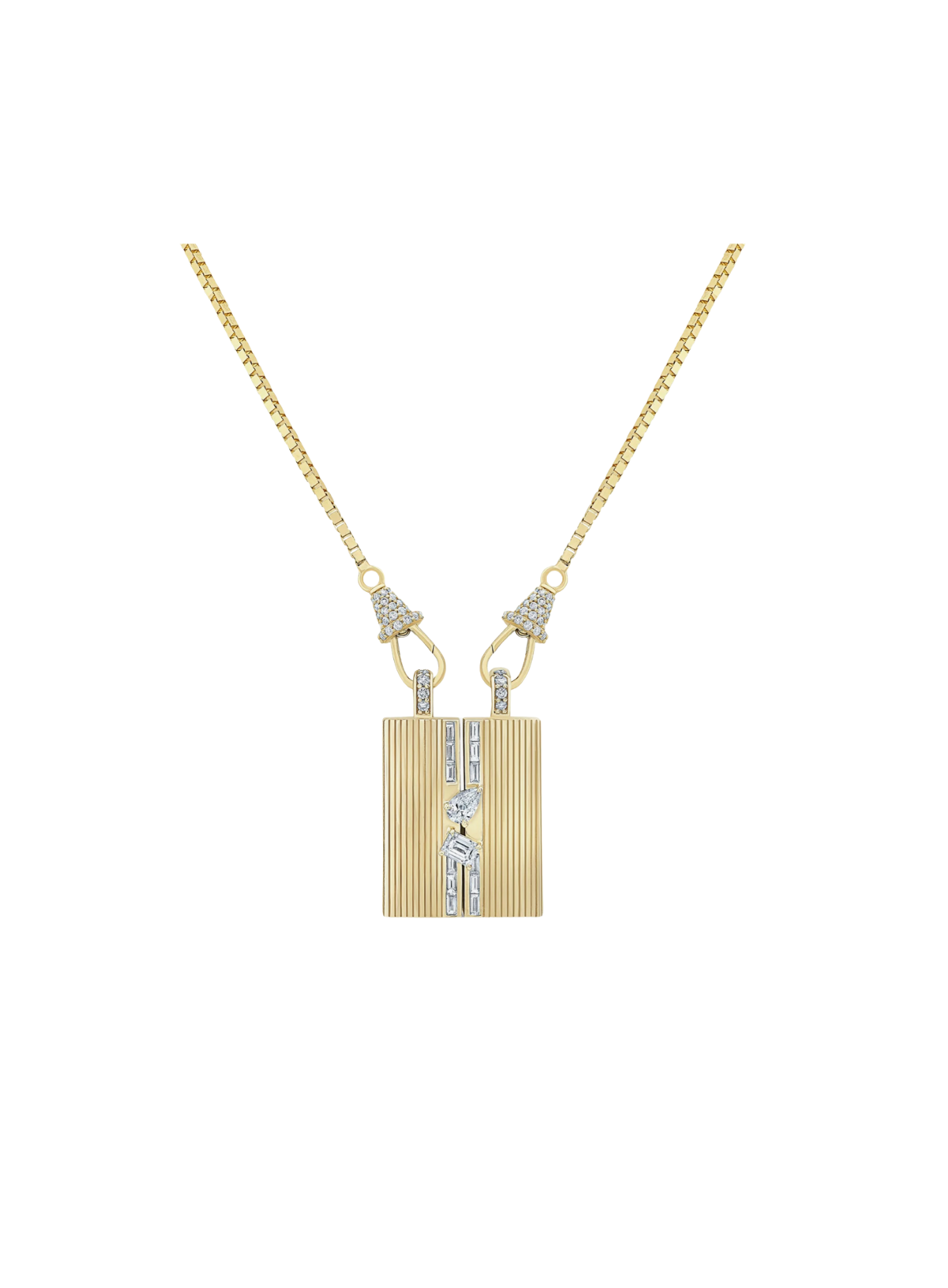 Medium Blade Pear & Emerald (Round & Baguette Pave)