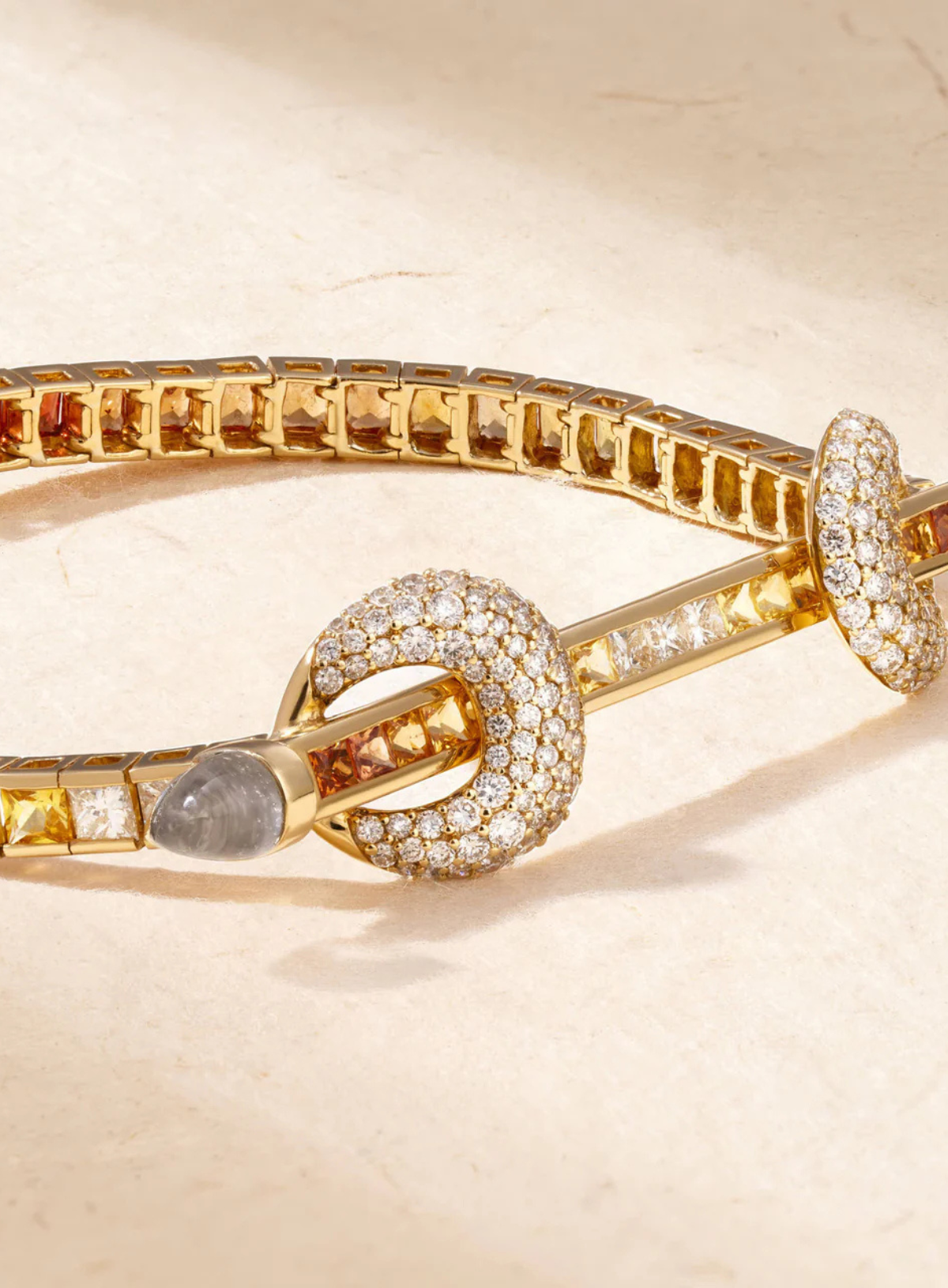 Chakra Tennis Bracelet Diamond & Orange Sapphire