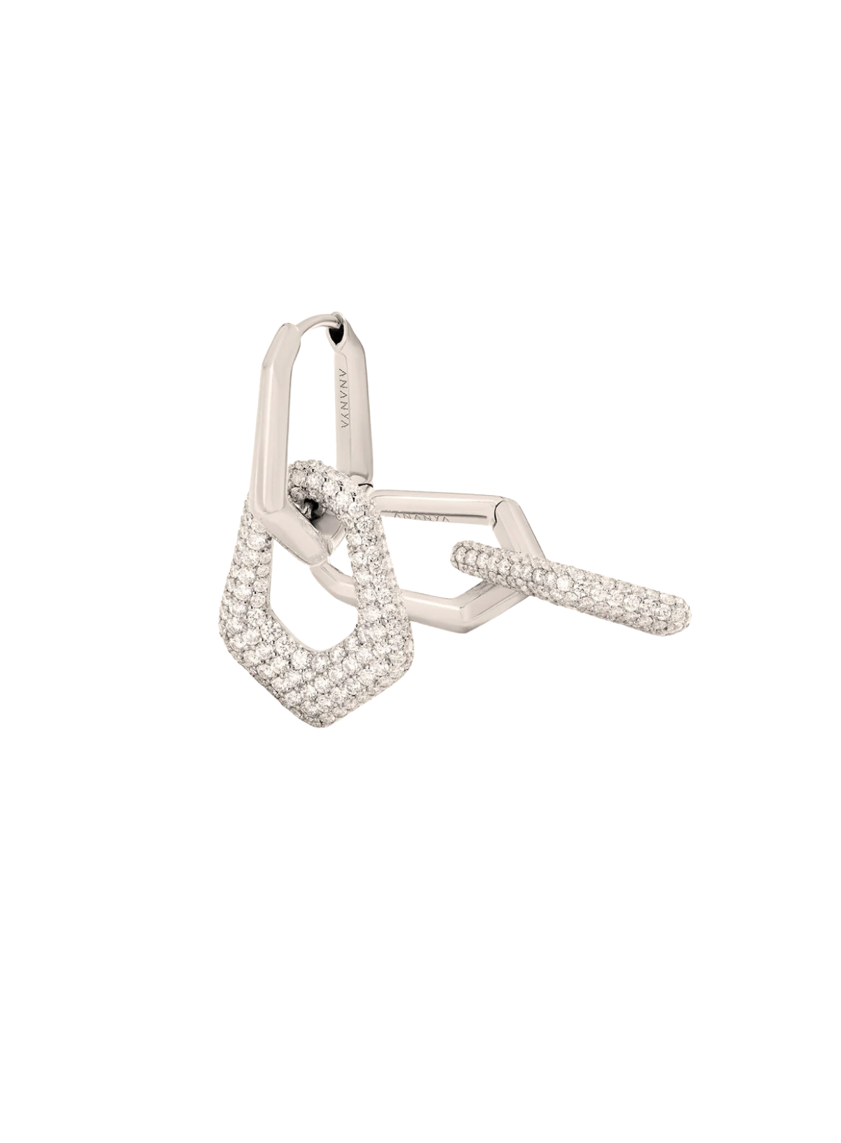 White Gold Pave Diamond Carved Earring